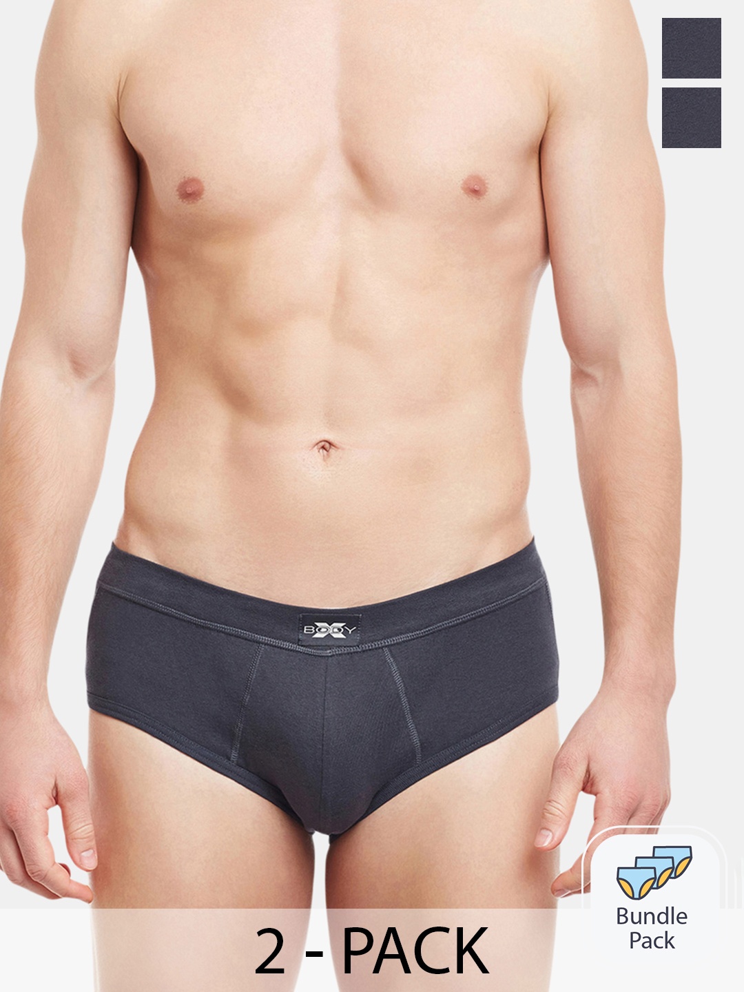 

BODYX Men Pack Of 2 Cotton Basic Briefs BX14B-Navy-2PCS-S, Navy blue