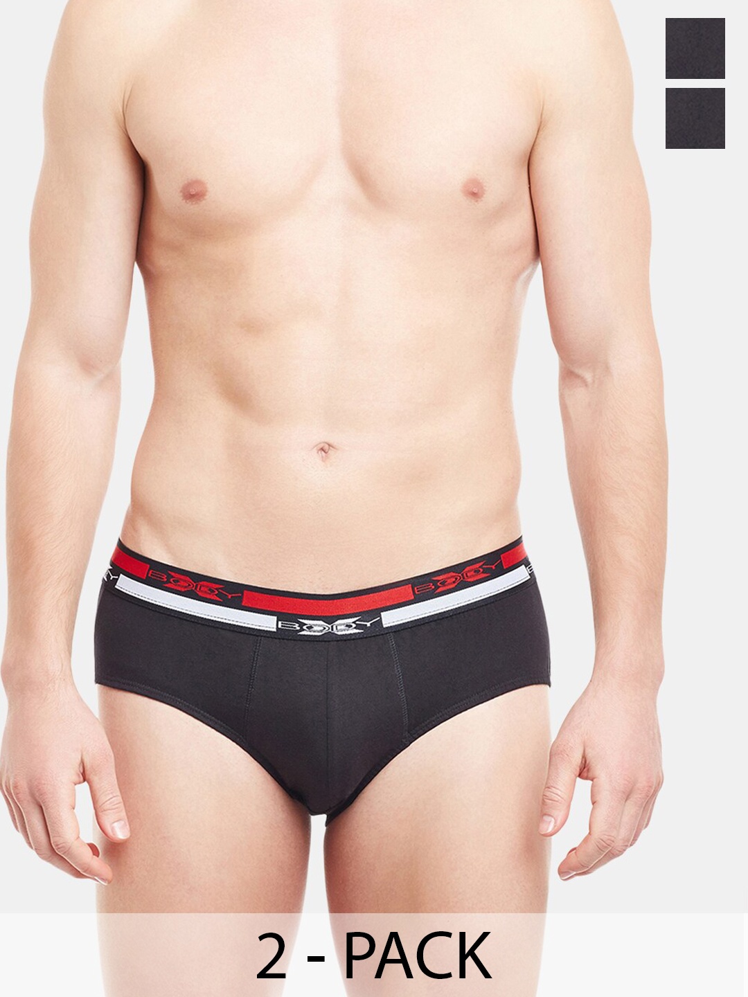 

BODYX Pack Of 2 Cotton Basic Briefs BX12B-Black-2PCS-XL