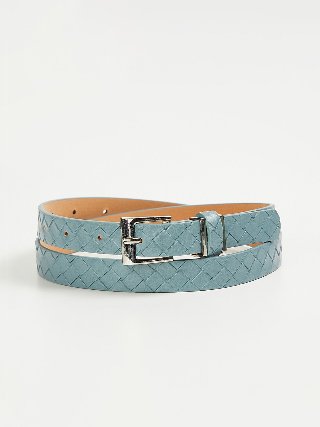 

Ginger by Lifestyle Women Textured Tang Closure Reversible Belt, Blue