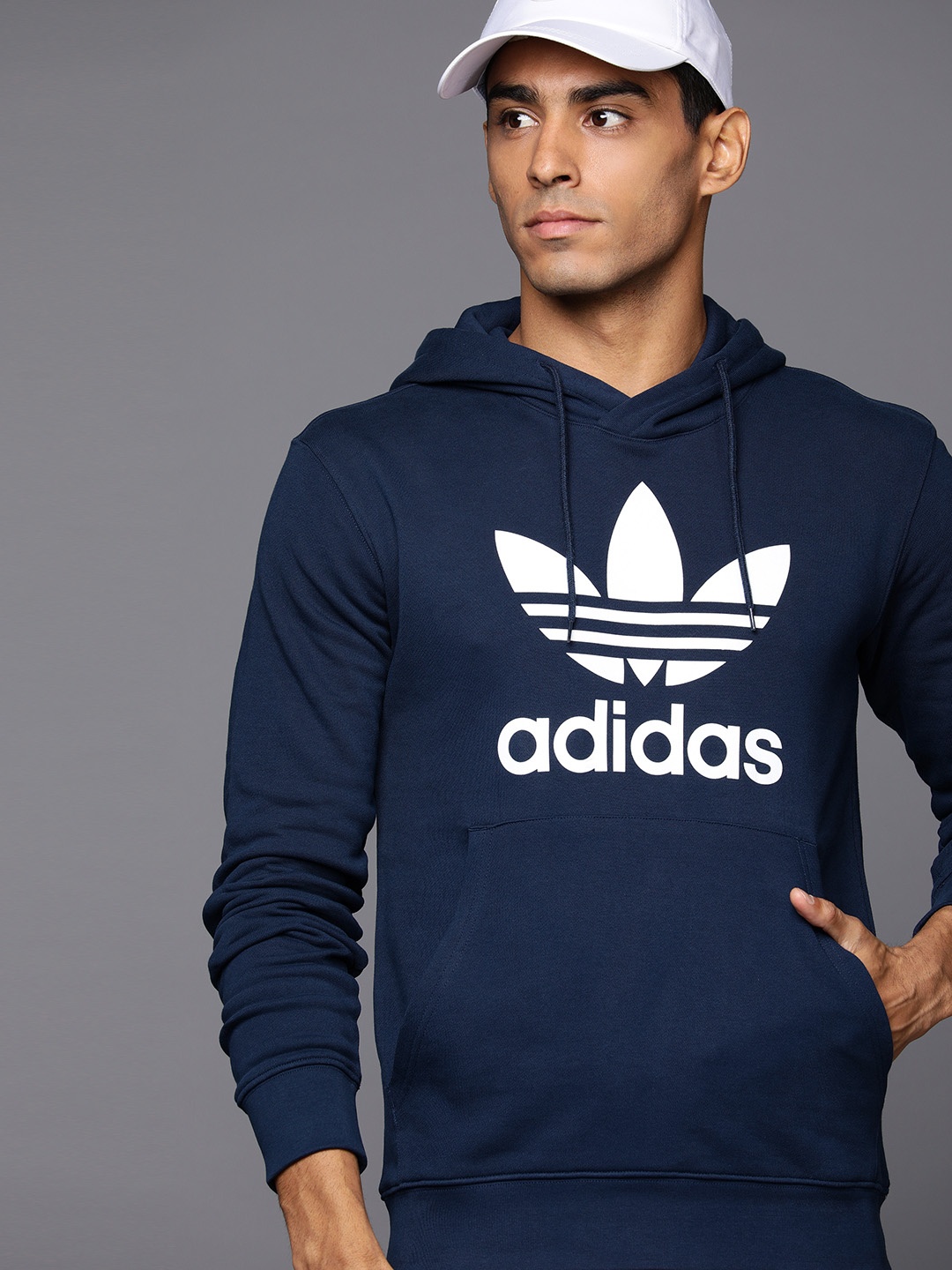 

ADIDAS Originals Trefoil Printed Hooded Sweatshirt, Navy blue