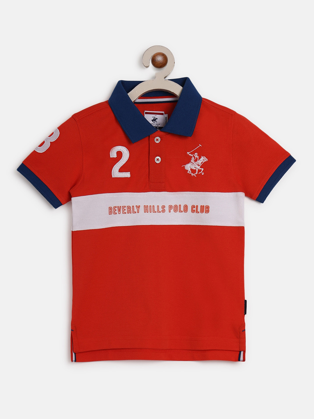 

Beverly Hills Polo Club Boys Typography Printed Pure Cotton T-shirt, Red
