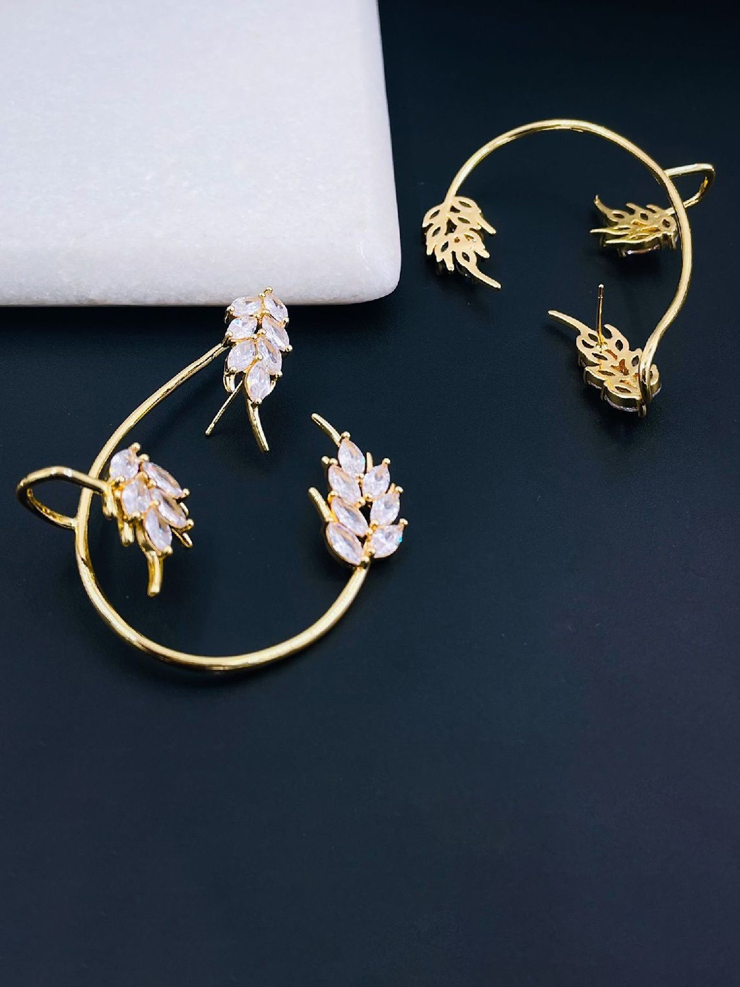 

ZIVOM Gold-Plated Geometric Ear Cuff Earrings