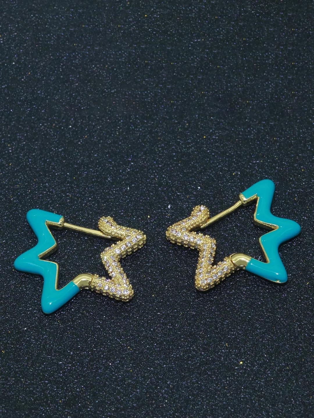 

ZIVOM Gold-Plated CZ Studded Hoop Earrings
