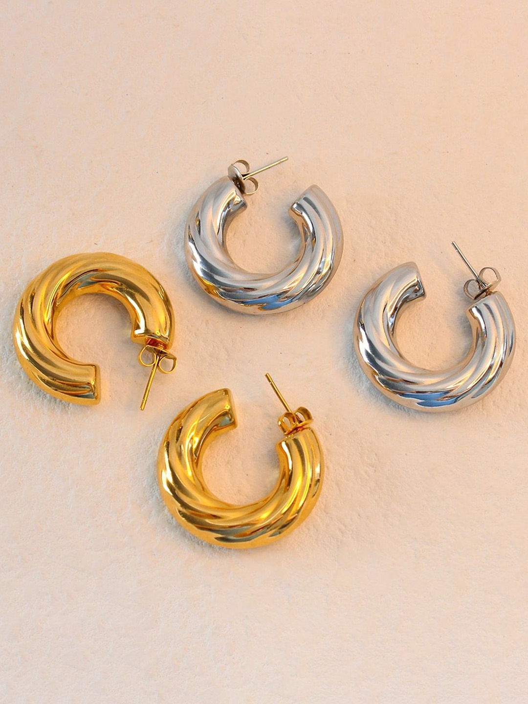 

ZIVOM Gold-Plated Circular Half Hoop Earrings