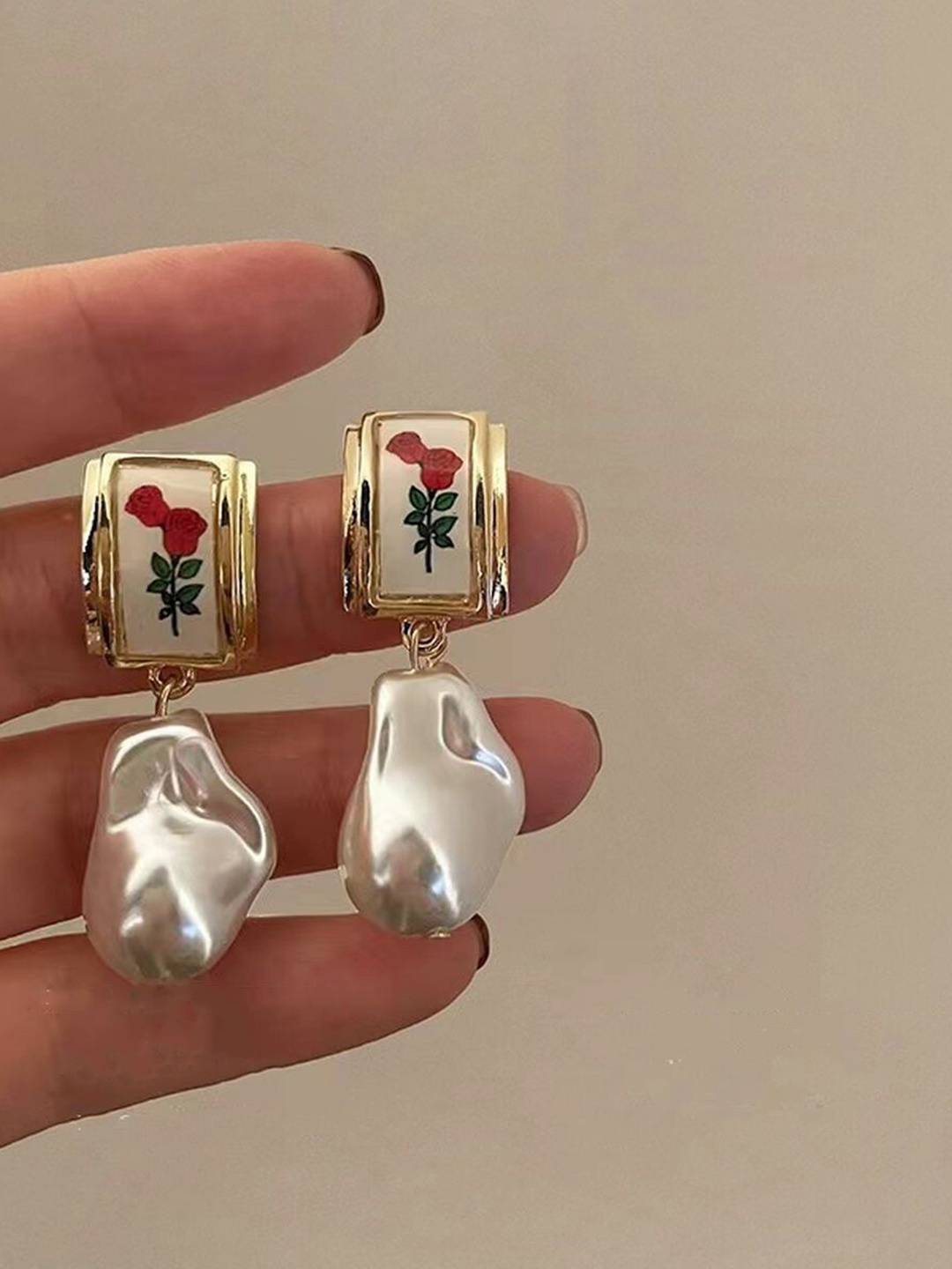 

ZIVOM Pearl Enamel Drop Earrings, White