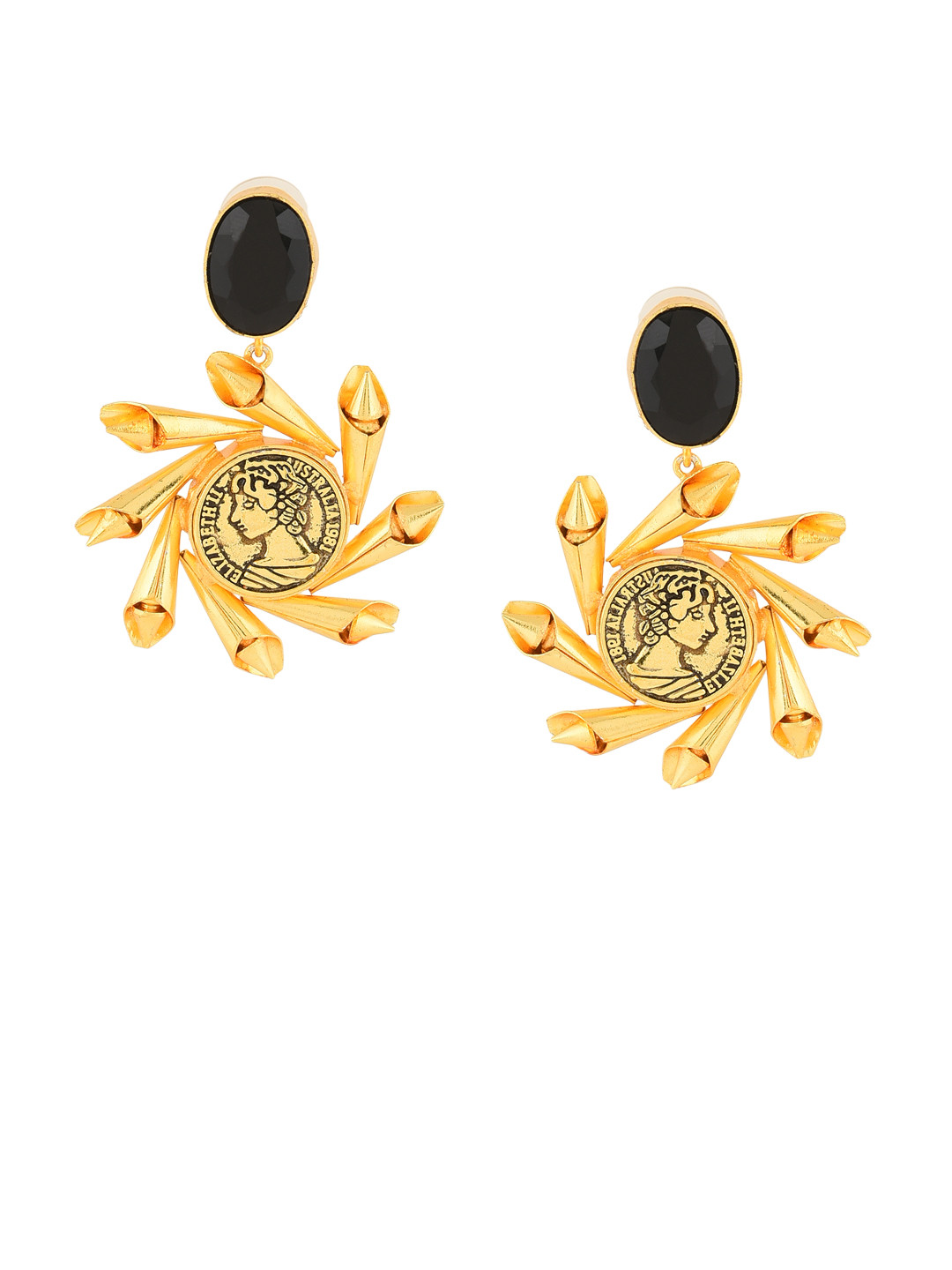 

DIVA WALK Gold-Toned Handcrafted Contemporary Drop Earrings