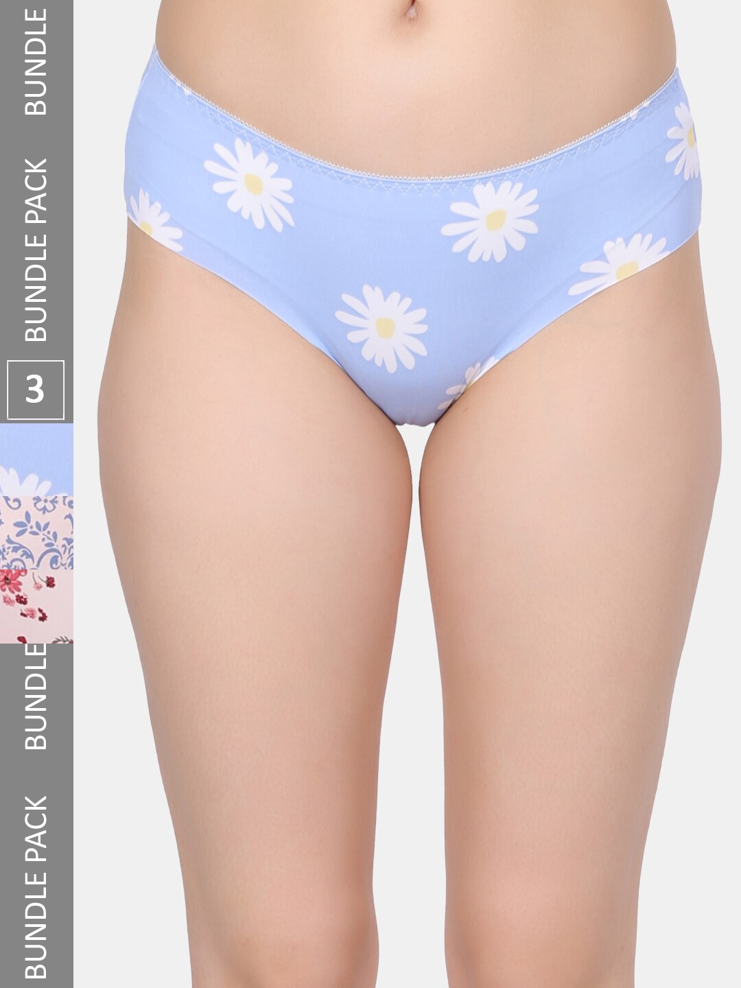 

Amour Secret Pack Of 3 Printed Leak Proof Hipster Briefs, Blue