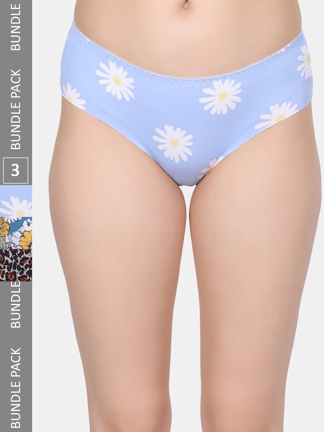 

Amour Secret Pack Of 3 Printed Leak Proof Hipster Briefs, Blue