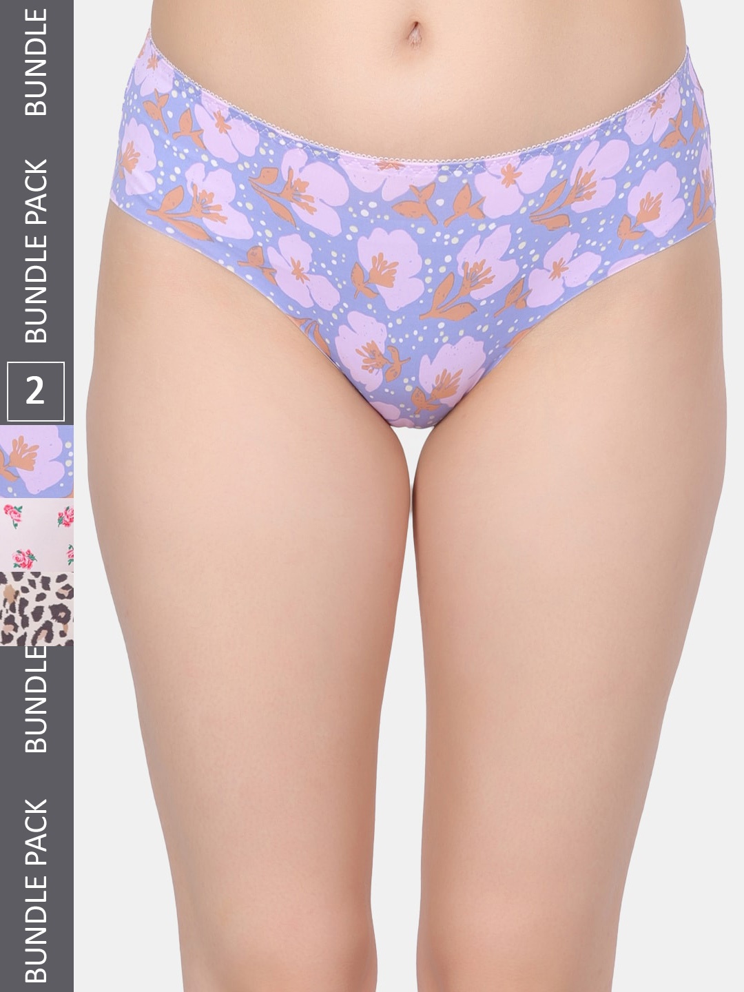 

Amour Secret Pack Of 3 Printed Leak Proof Hipster Briefs, Purple