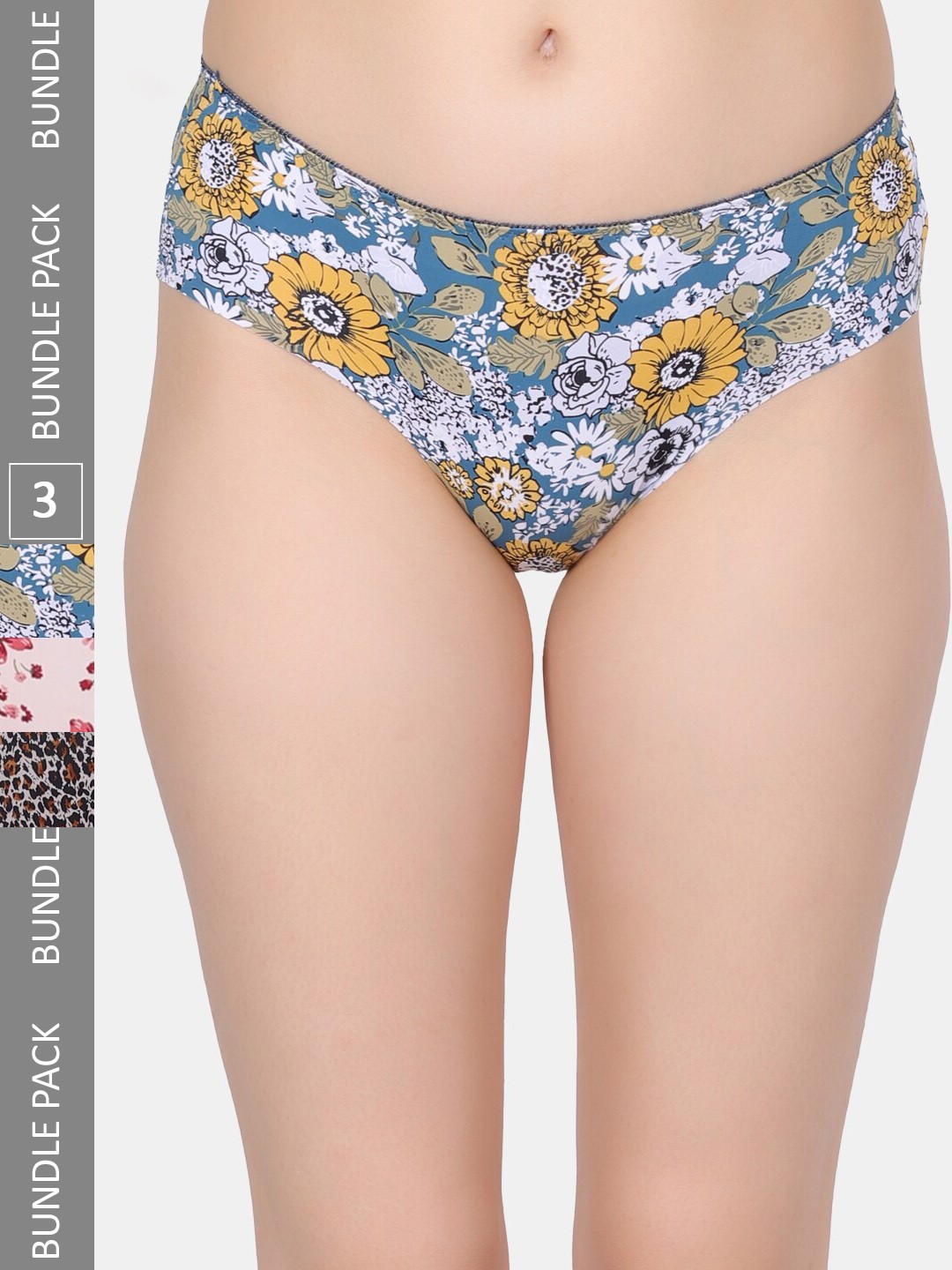 

Amour Secret Pack Of 3 Printed Leak Proof Hipster Briefs, Blue