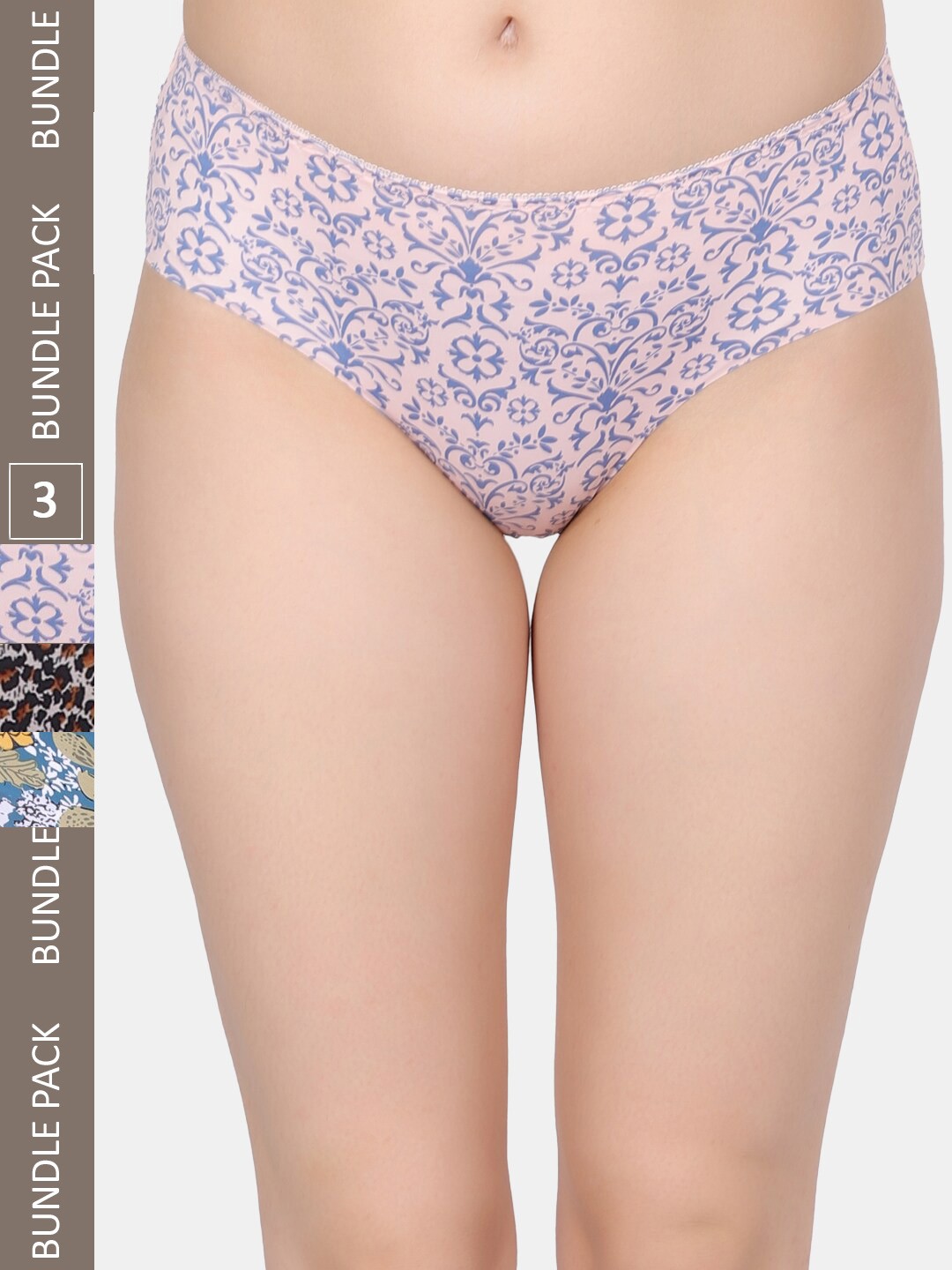 

Amour Secret Pack Of 3 Printed Leak Proof Hipster Briefs, Peach