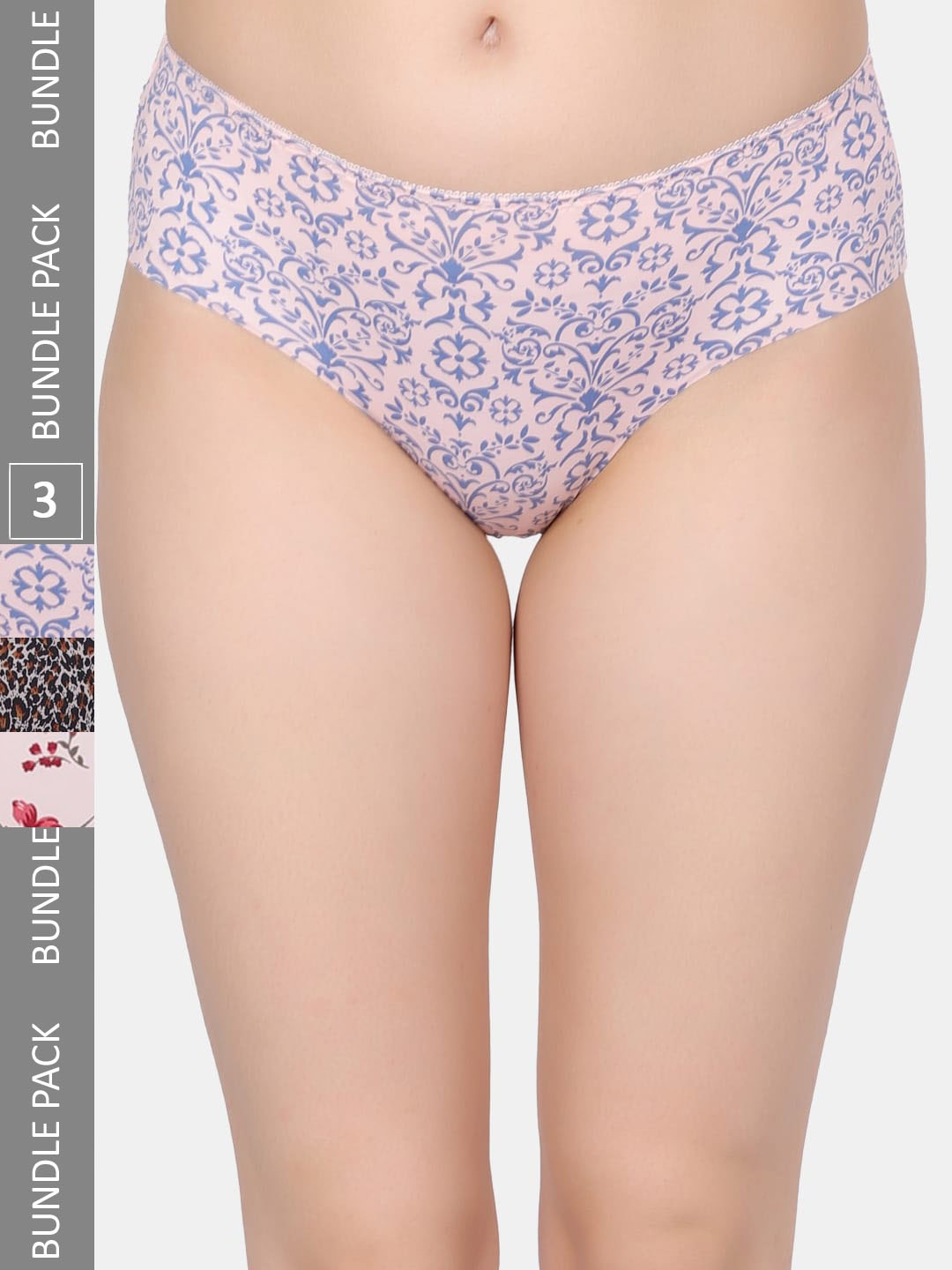 

Amour Secret Pack Of 3 Printed Mid-Rise Hipster Briefs P201_Dpch_LPrnt_Lpch, Peach