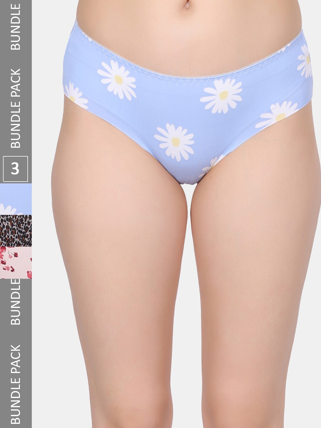 

Amour Secret Pack Of 3 Printed Leak Proof Briefs P201Blue, Peach & Black, Blue