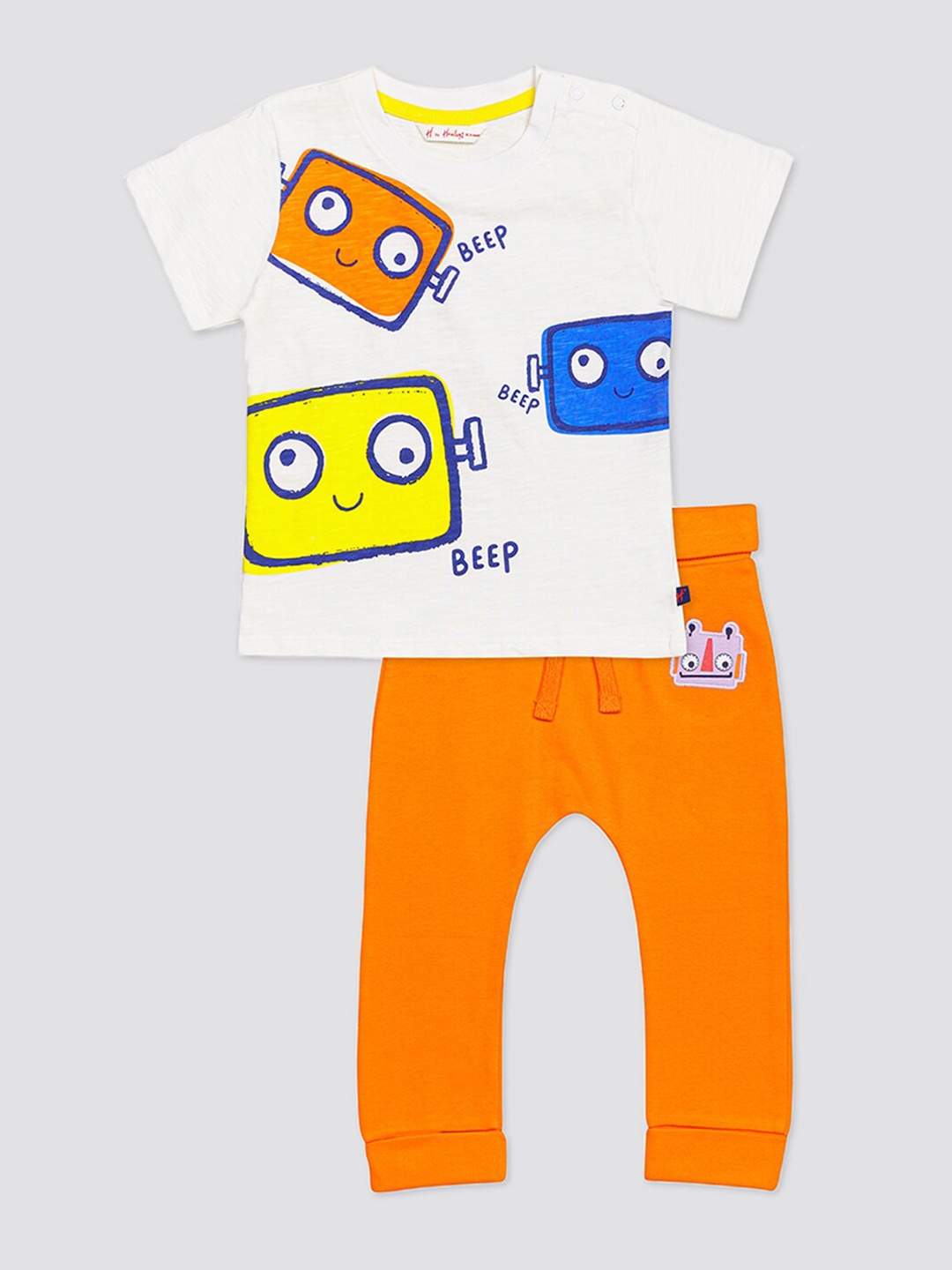 

H By Hamleys Boys Graphic Printed T-Shirt With Trousers, Orange