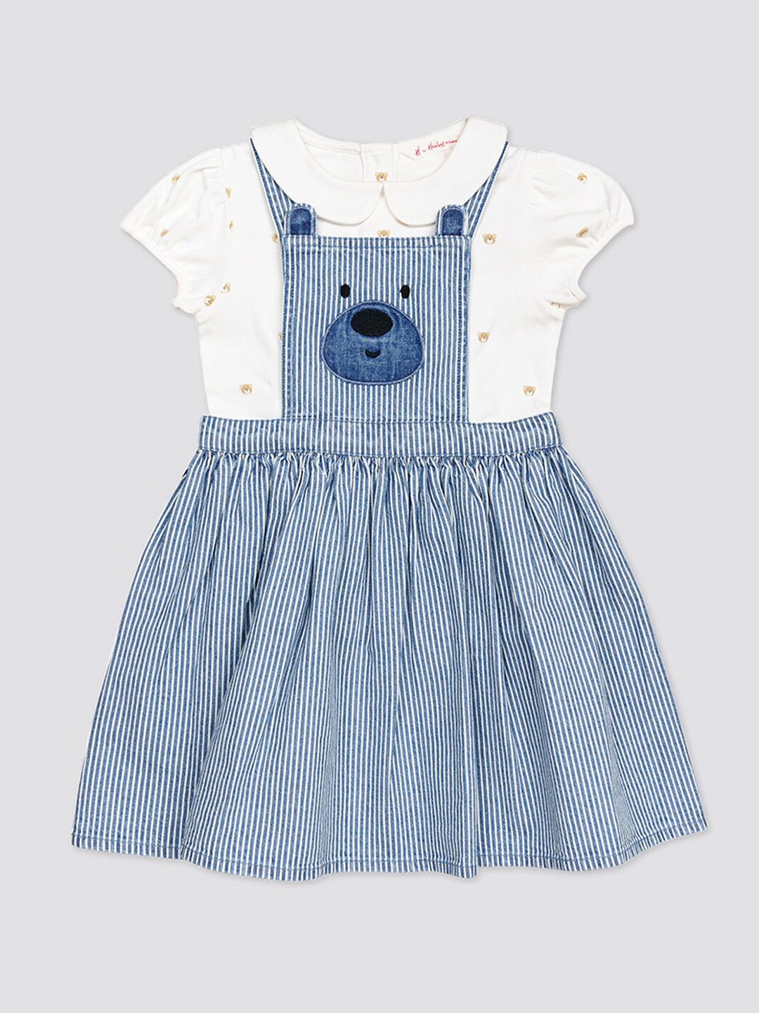

H By Hamleys Girls Striped Pinafore Dress, Blue