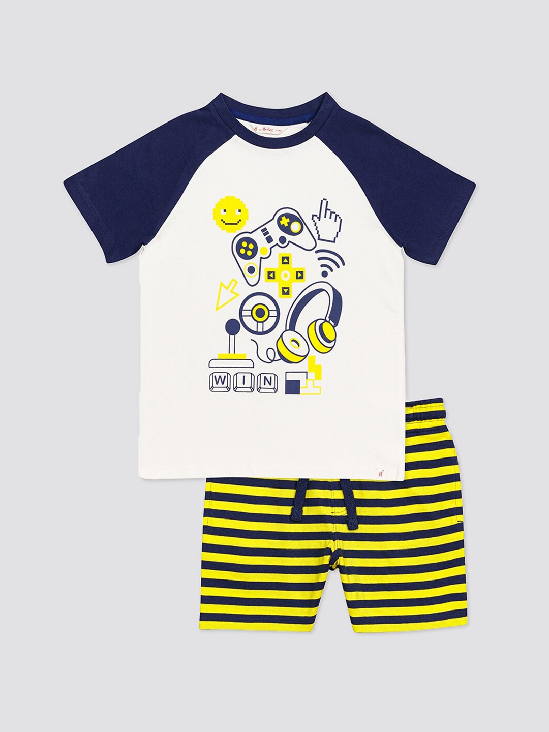 

H By Hamleys Boys Graphic Printed T-shirt With Shorts, White