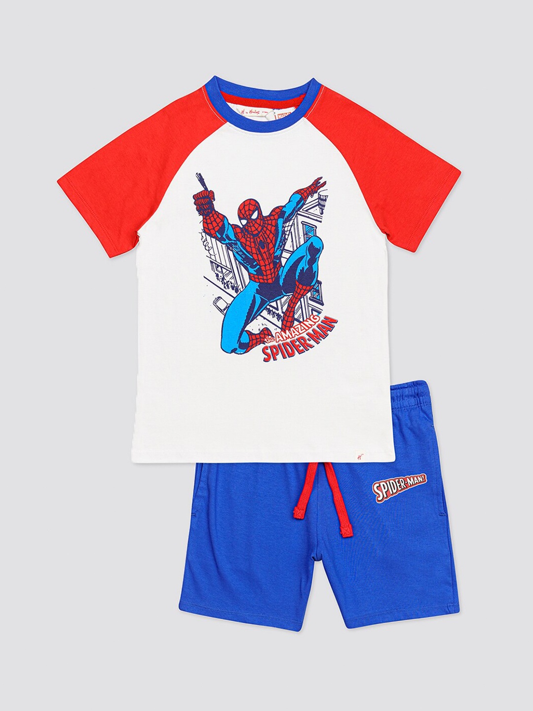 

H By Hamleys Boys Spiderman Printed T-shirt With Shorts, Blue