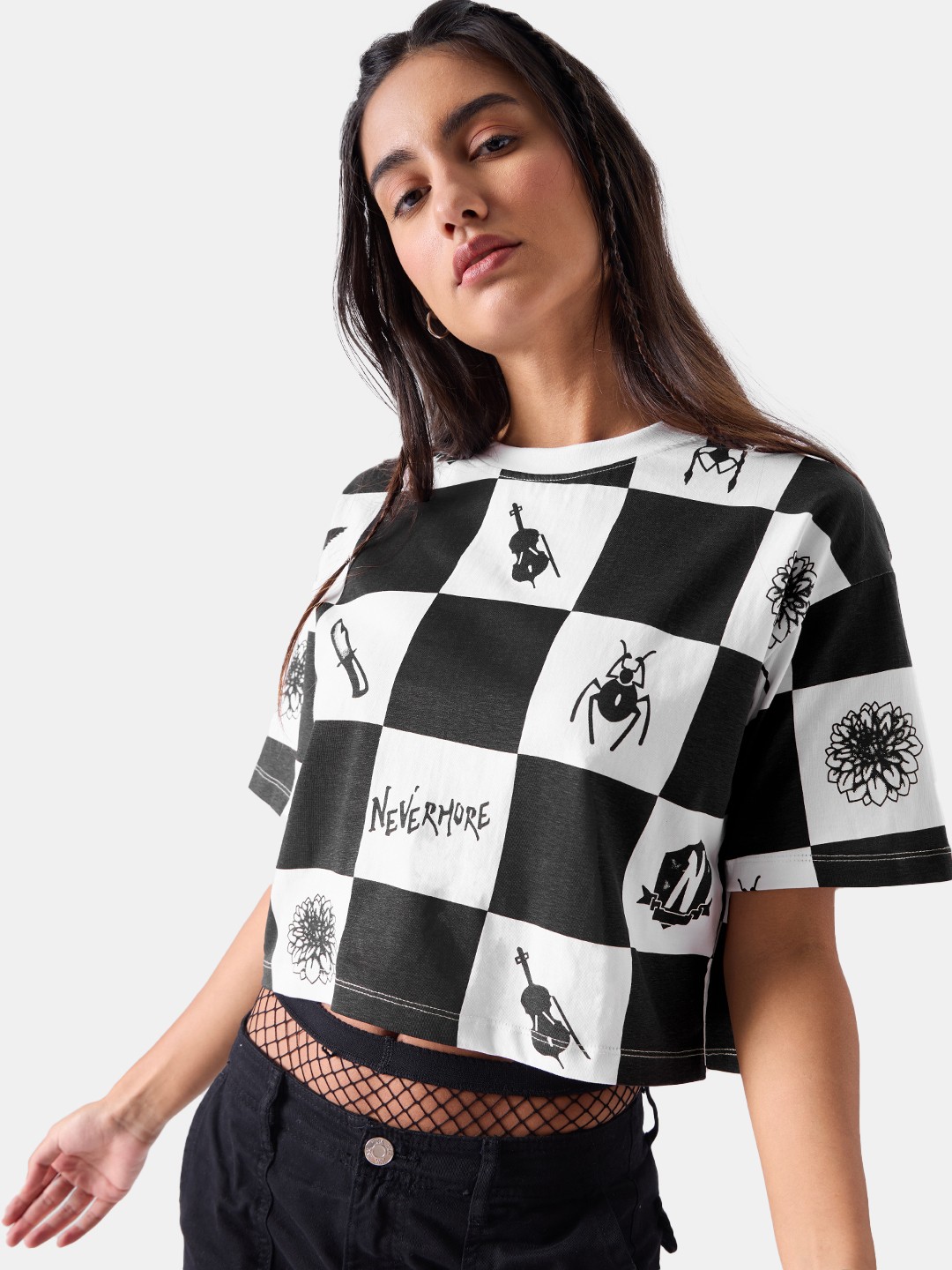 

The Souled Store Black Abstract Printed Oversized Cotton T-shirt