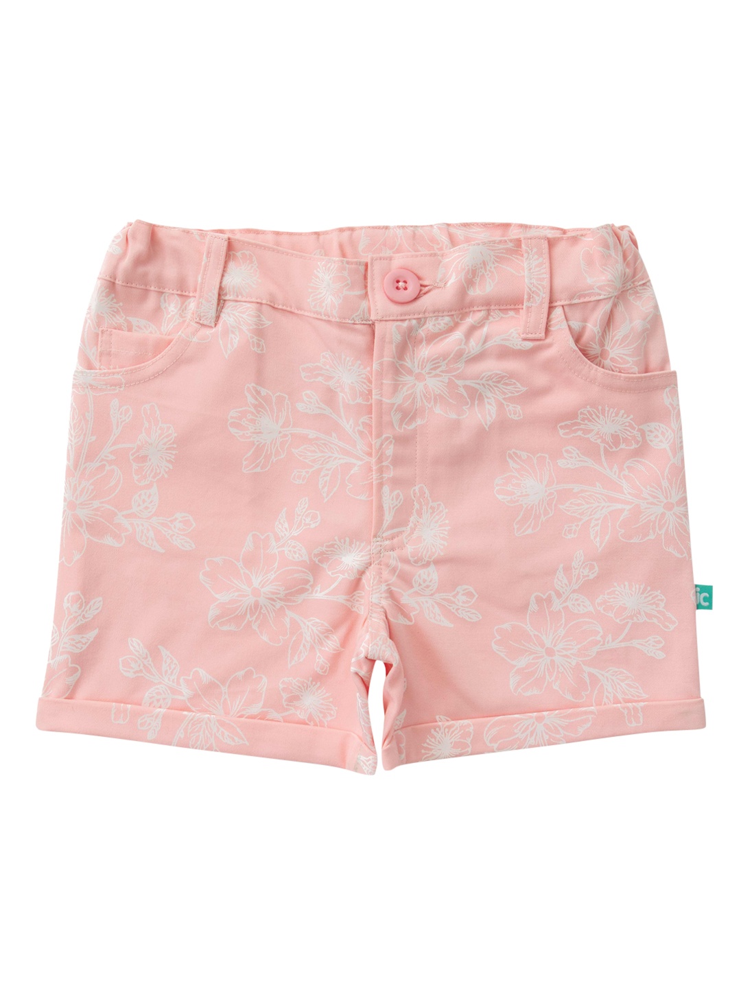 

JusCubs Girls Floral Printed Mid-Rise Cotton Shorts, Pink