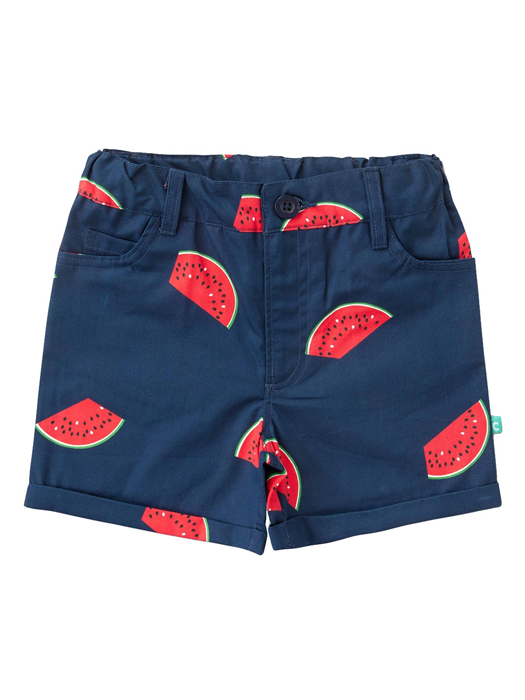

JusCubs Girls Conversational Printed Mid-Rise Cotton Shorts, Navy blue
