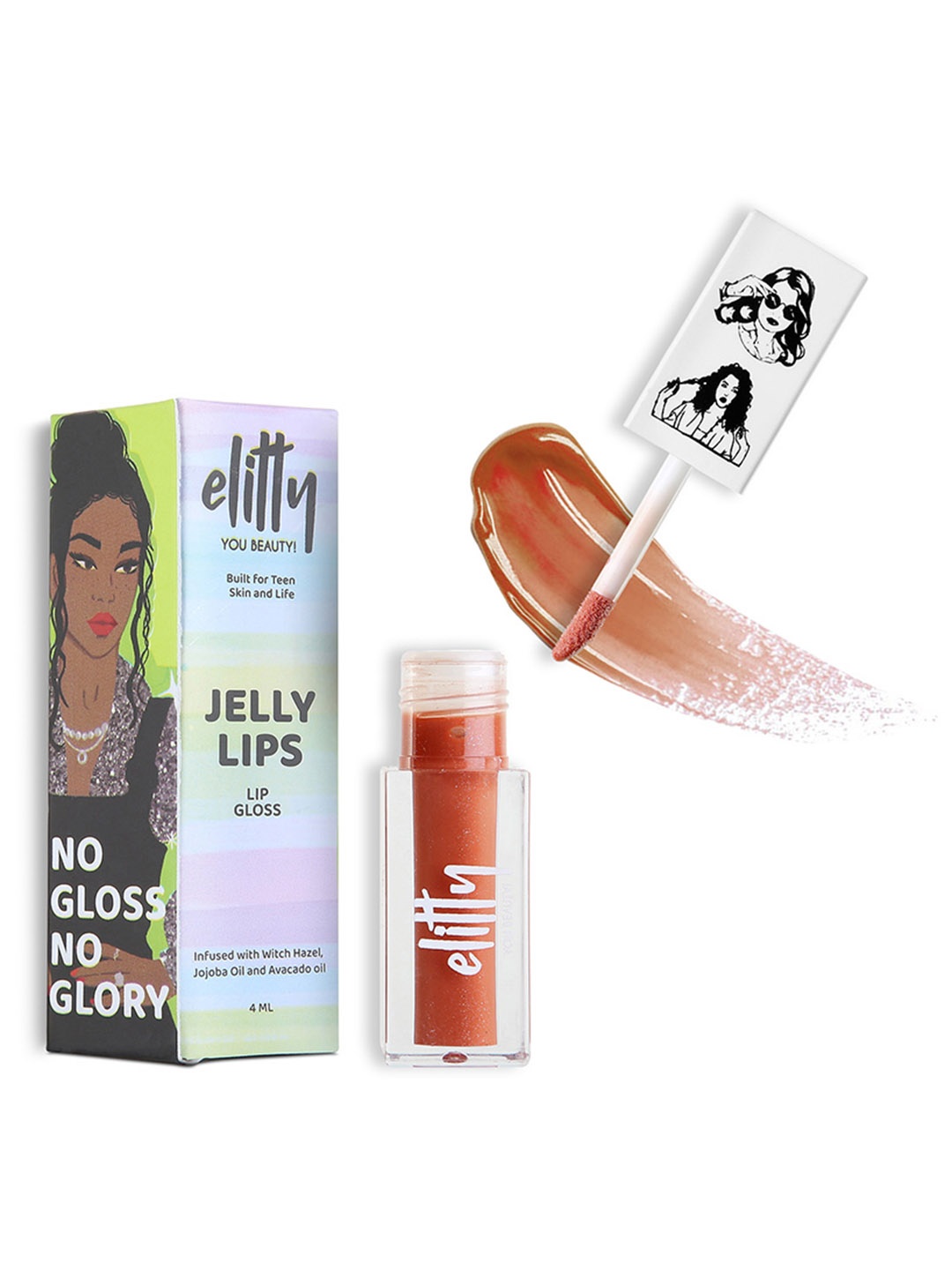 

Elitty Jelly Lips High Shine & Glossy Finish Lip Gloss 4ml - Pretty Boujee, Peach