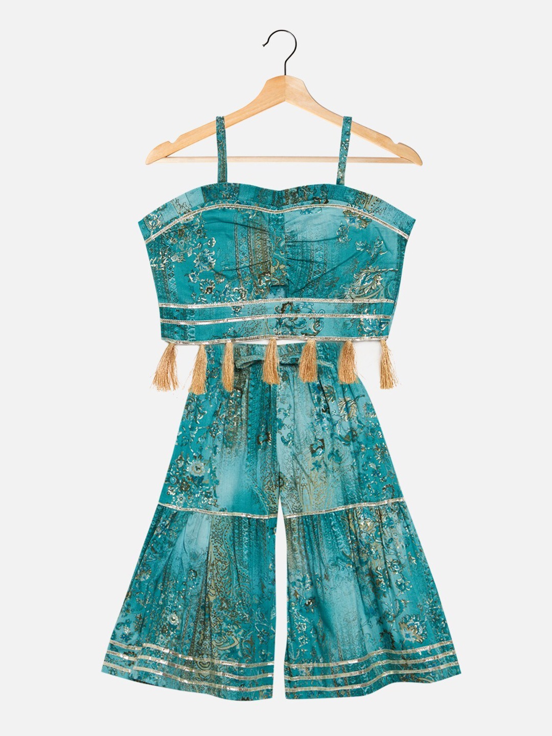

Readiprint Fashions Girls Printed Top With Sharara, Turquoise blue