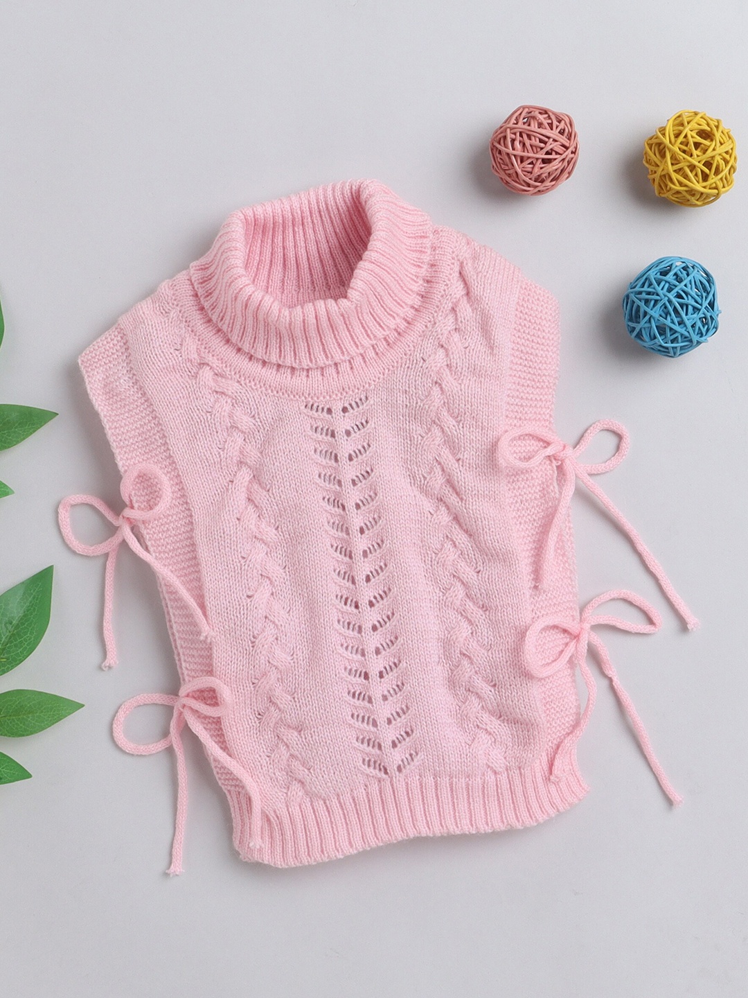 

Little Angels Girls Open Knit Acrylic Sweater Vest, Pink