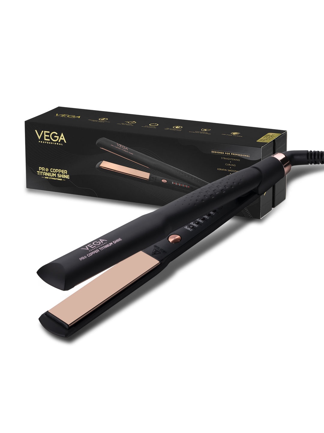 

VEGA PROFESSIONAL VPMHS-07 Pro Copper Titanium Shine Hair Straightener - Black