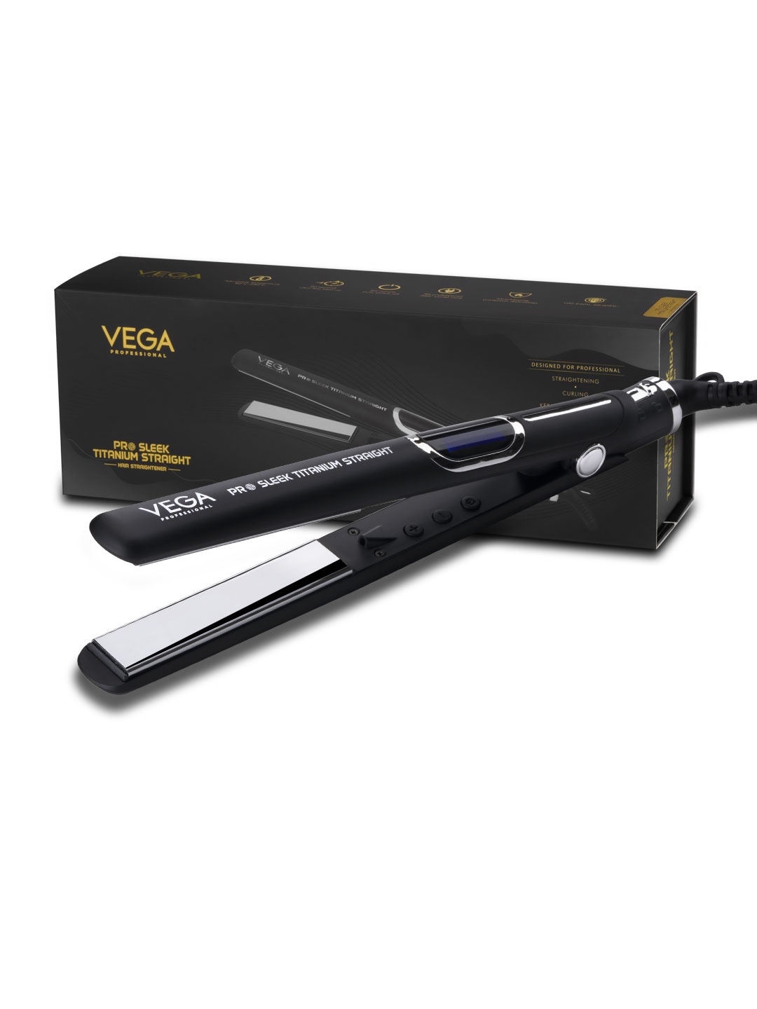 

VEGA PROFESSIONAL VPPHS-02 Pro Sleek Titanium Straight Hair Straightener - Black