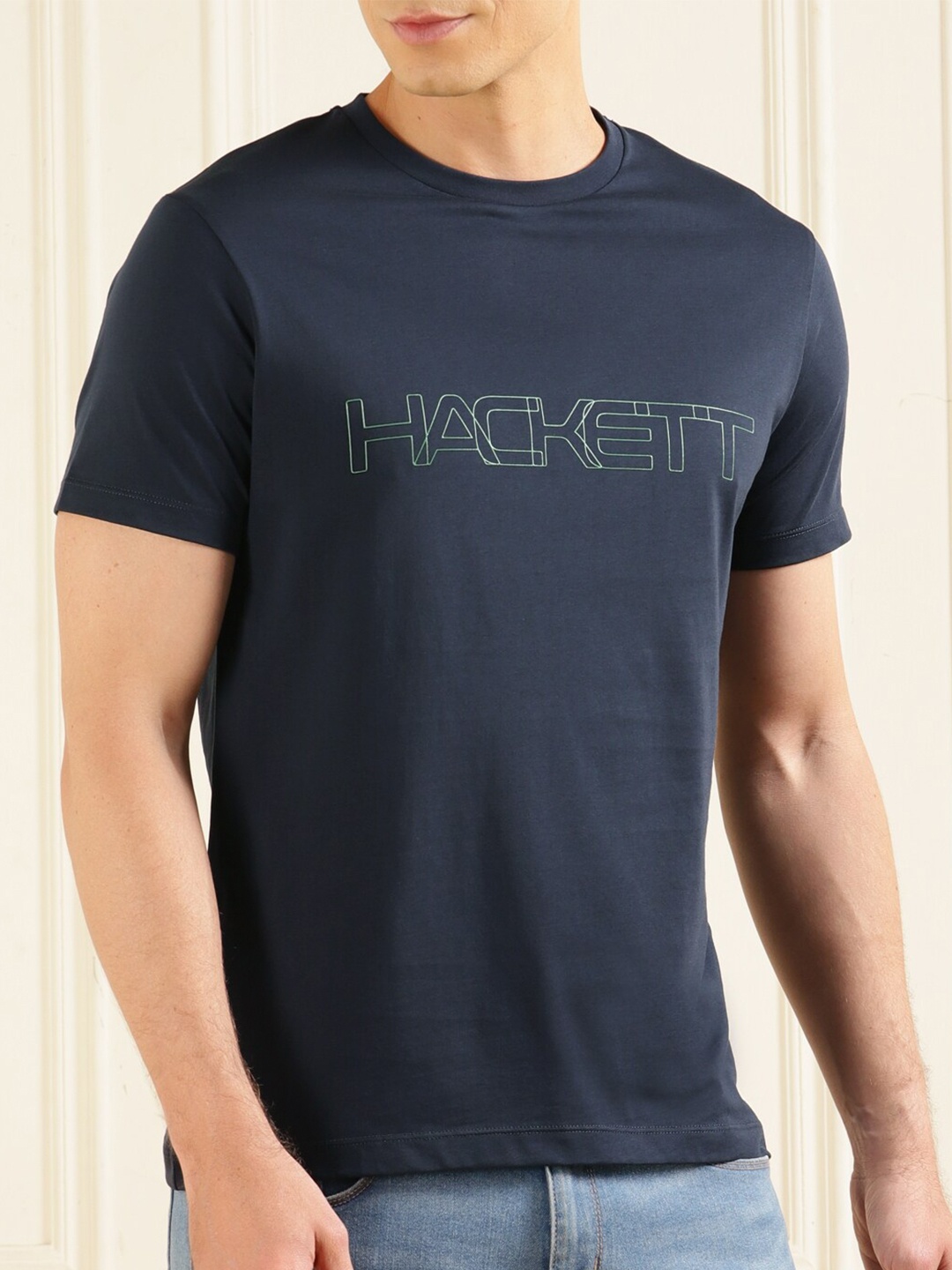 

HACKETT LONDON Typography Printed Cotton T-shirt, Navy blue
