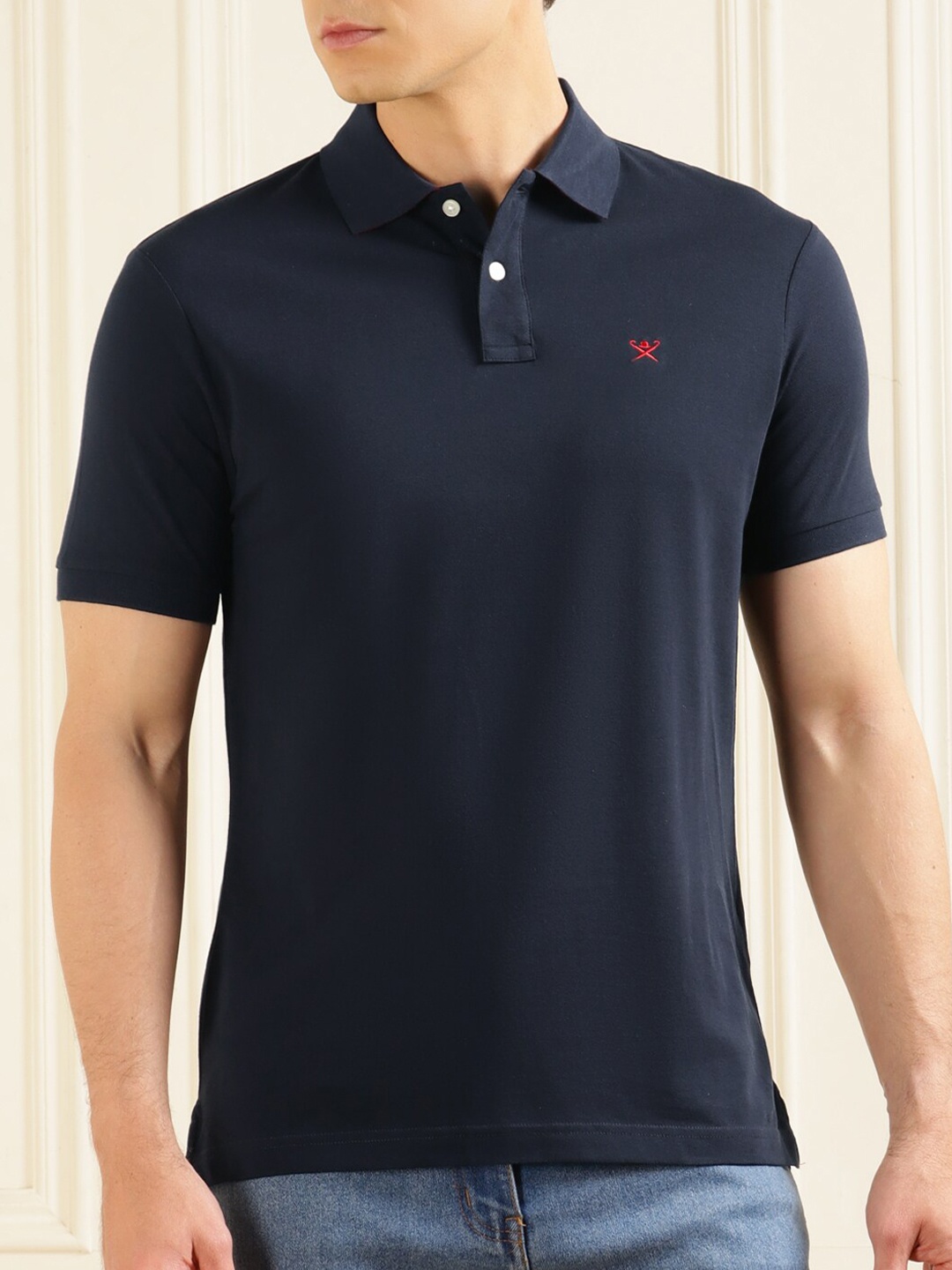 

HACKETT LONDON Polo Collar Slim Fit Cotton T-shirt, Navy blue