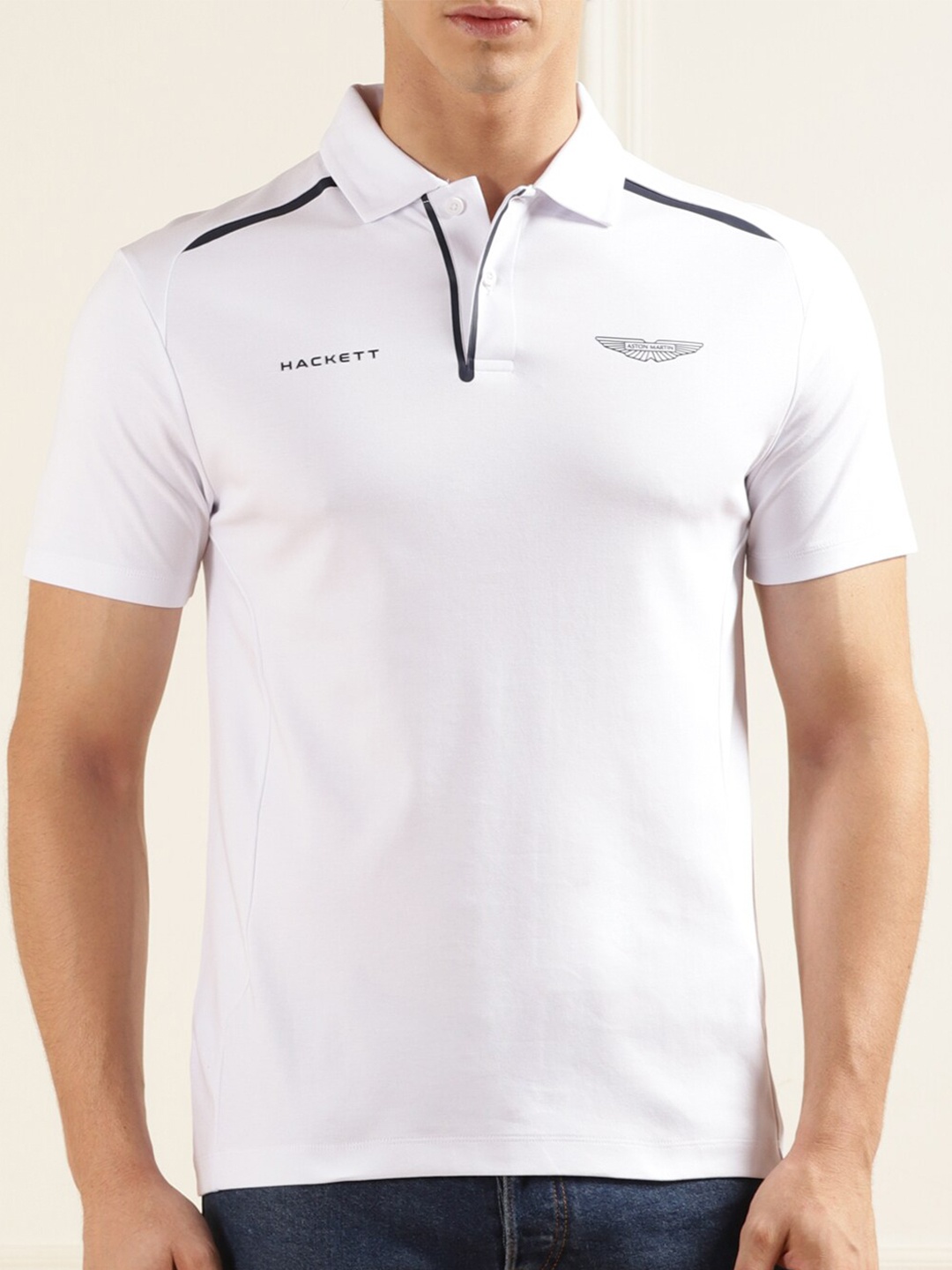 

HACKETT LONDON Polo Collar Cotton T-Shirt, White