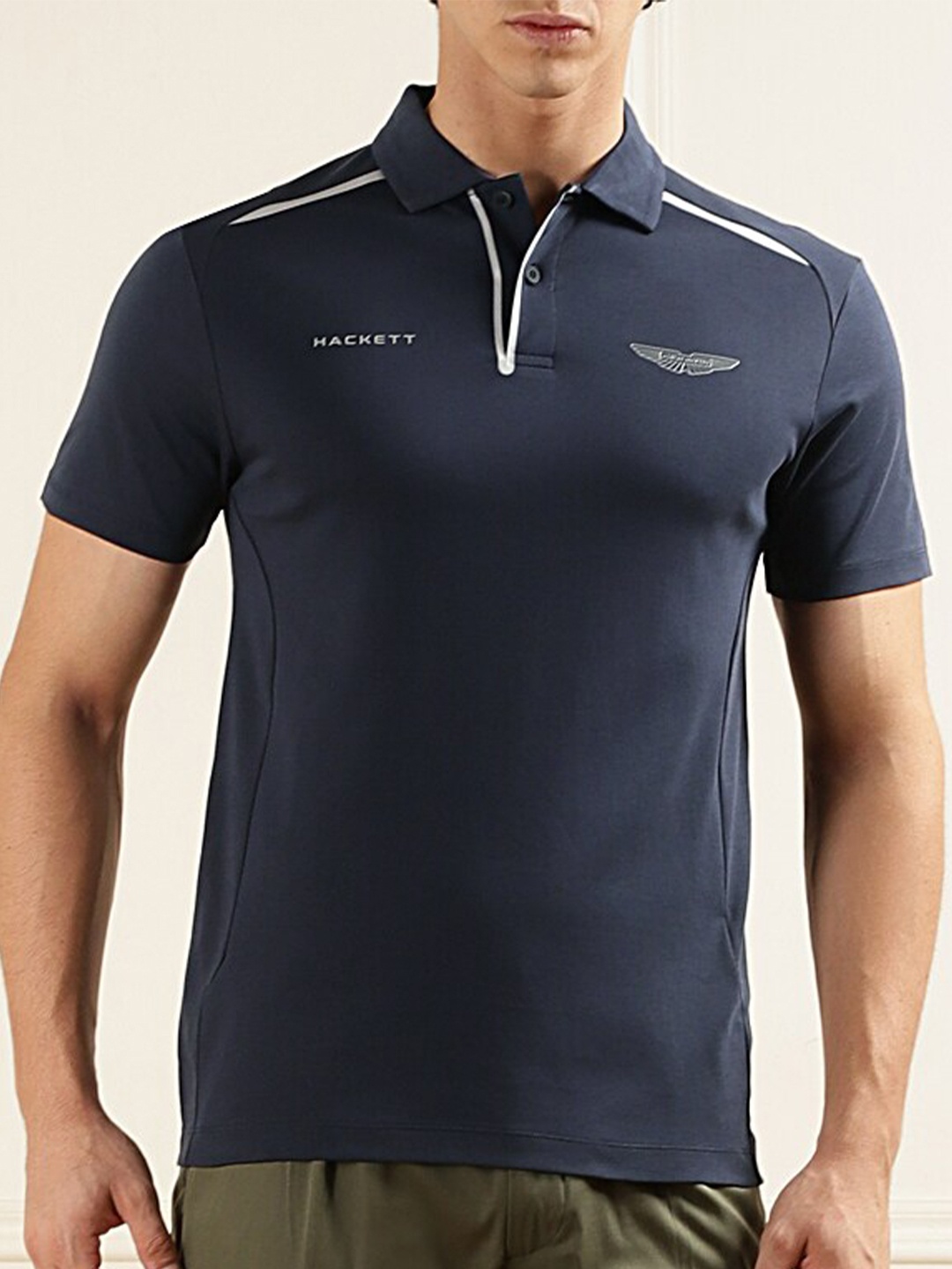 

HACKETT LONDON Polo Collar Cotton T-Shirt, Navy blue