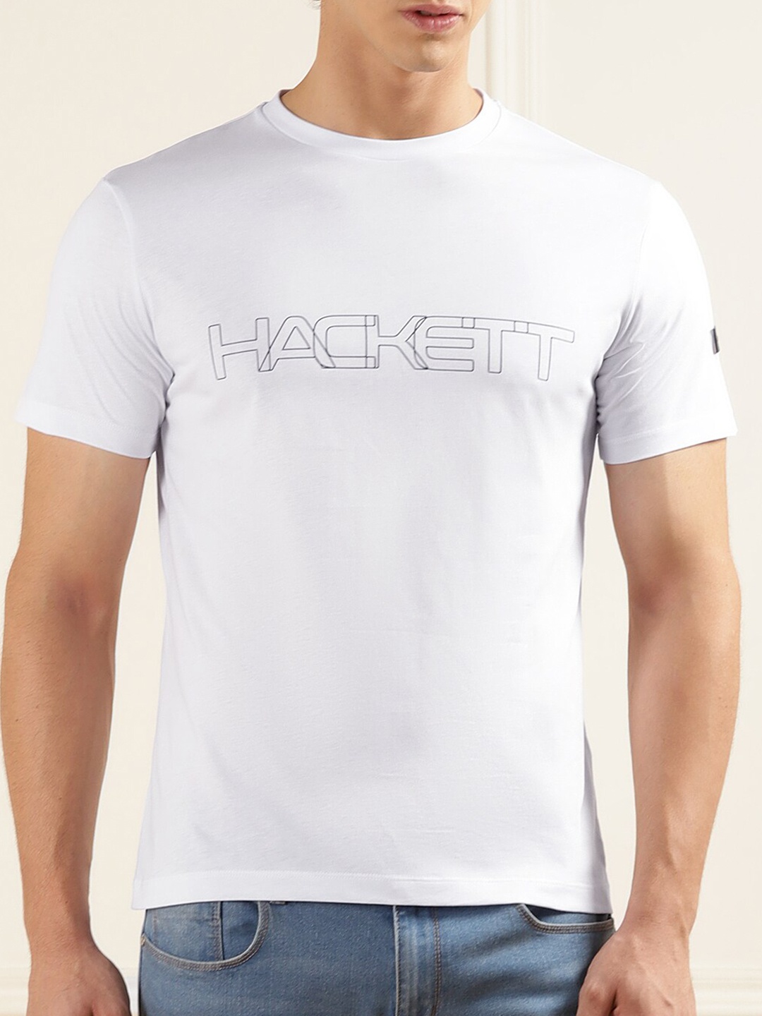 

HACKETT LONDON Typography Printed Regular Fit Cotton T-shirt, White