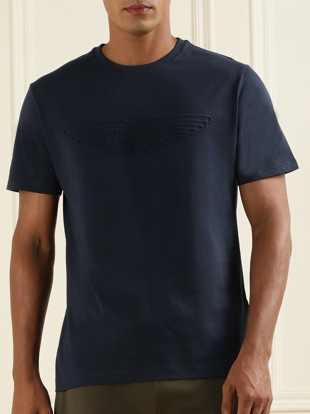 

HACKETT LONDON Round Neck Cotton T-Shirt, Navy blue