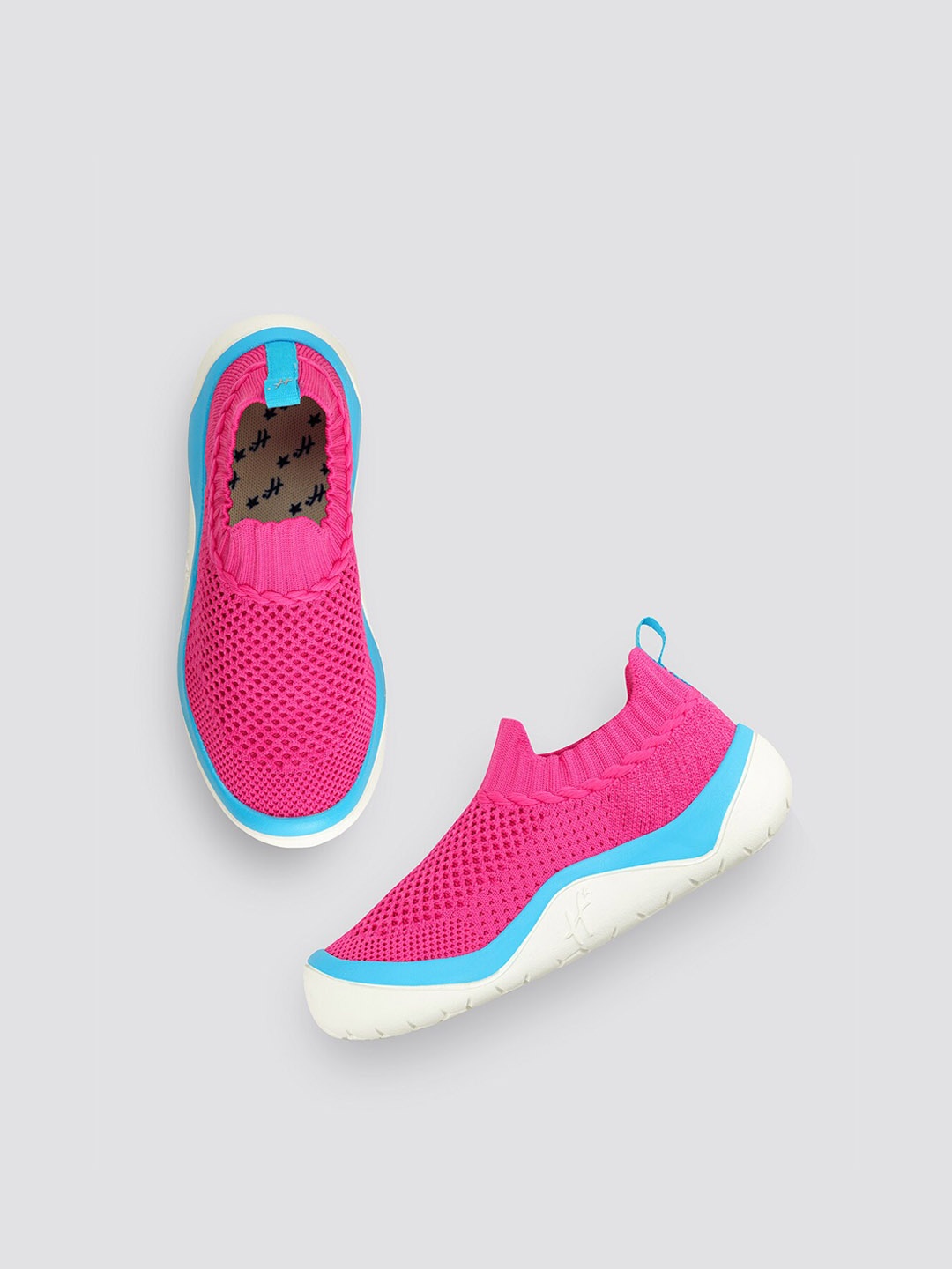 

H By Hamleys Girls Textured Contrast Sole Slip-On Sneakers, Pink