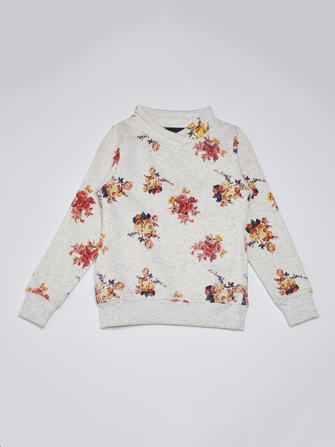 

Crimsoune Club Girls Floral Printed Sweatshirt, Grey