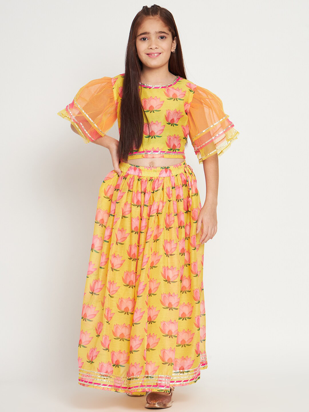 

Readiprint Fashions Girls Floral Printed Cotton Lehenga Choli, Yellow