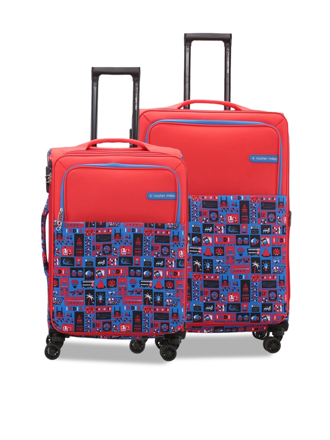 

Nasher Miles Pack Of 2 Soft-Sided Cabin Trolley Suitcase, Red