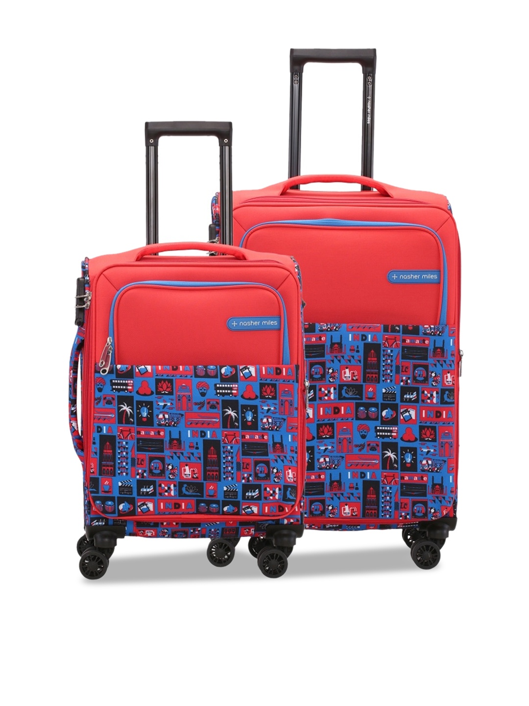 

Nasher Miles Set Of 2 Printed Soft-Sided Trolley Suitcase, Red