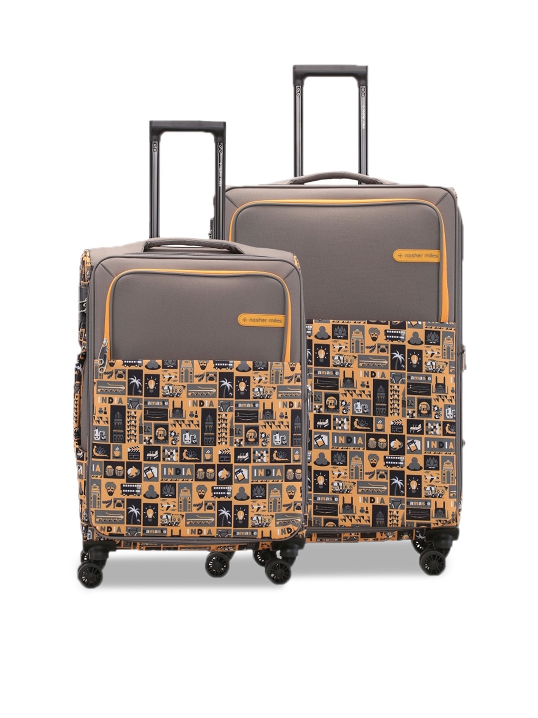 

Nasher Miles Set Of 2 Printed Soft-Sided Trolley Suitcase, Grey