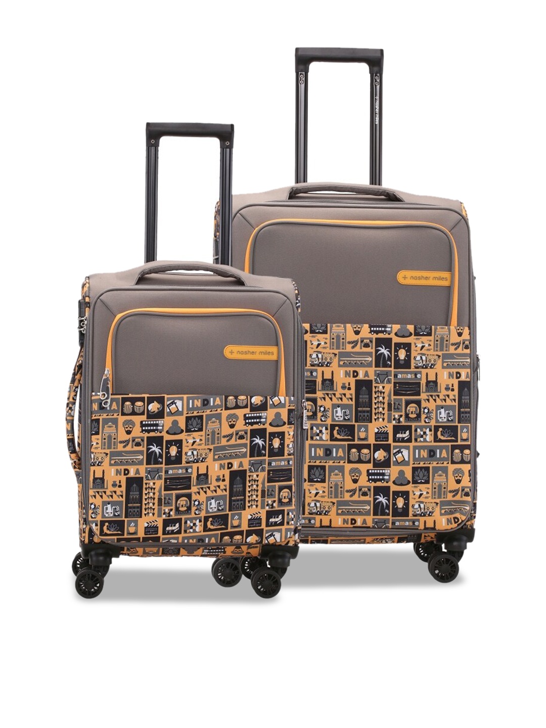 

Nasher Miles Set Of 2 Soft-Sided Hard-Sided Cabin & Medium Trolley Suitcase, Yellow