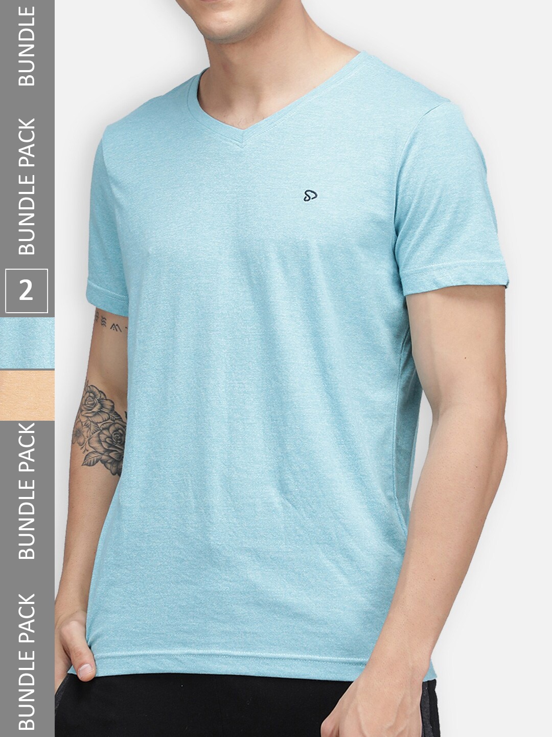 

SPORTO Pack Of 2 Dry-Fit Cotton T-shirt, Blue