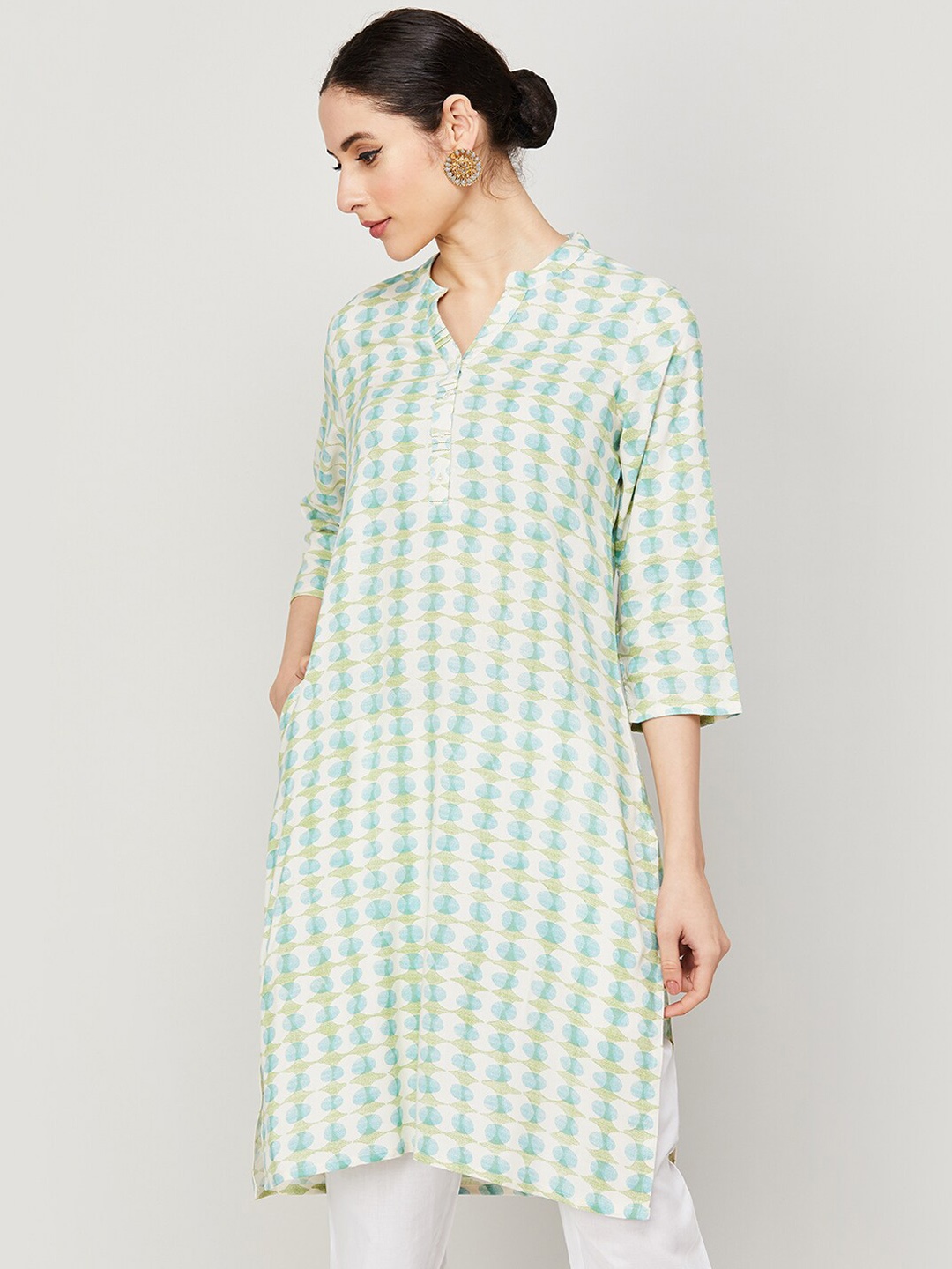 

Melange by Lifestyle Geometric Printed Kurta, Green