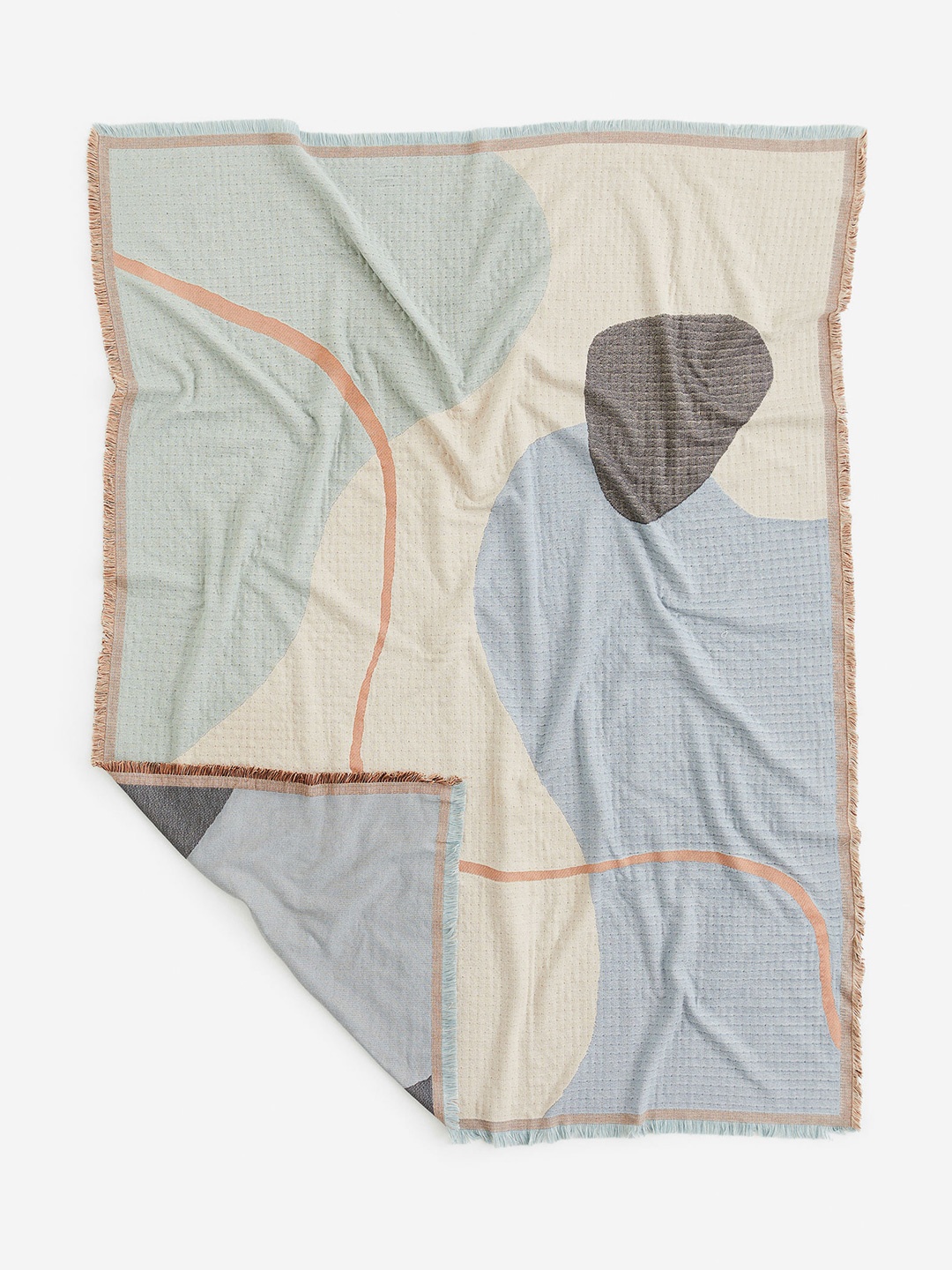 

H&M Blue & Beige Jacquard-Weave Blanket