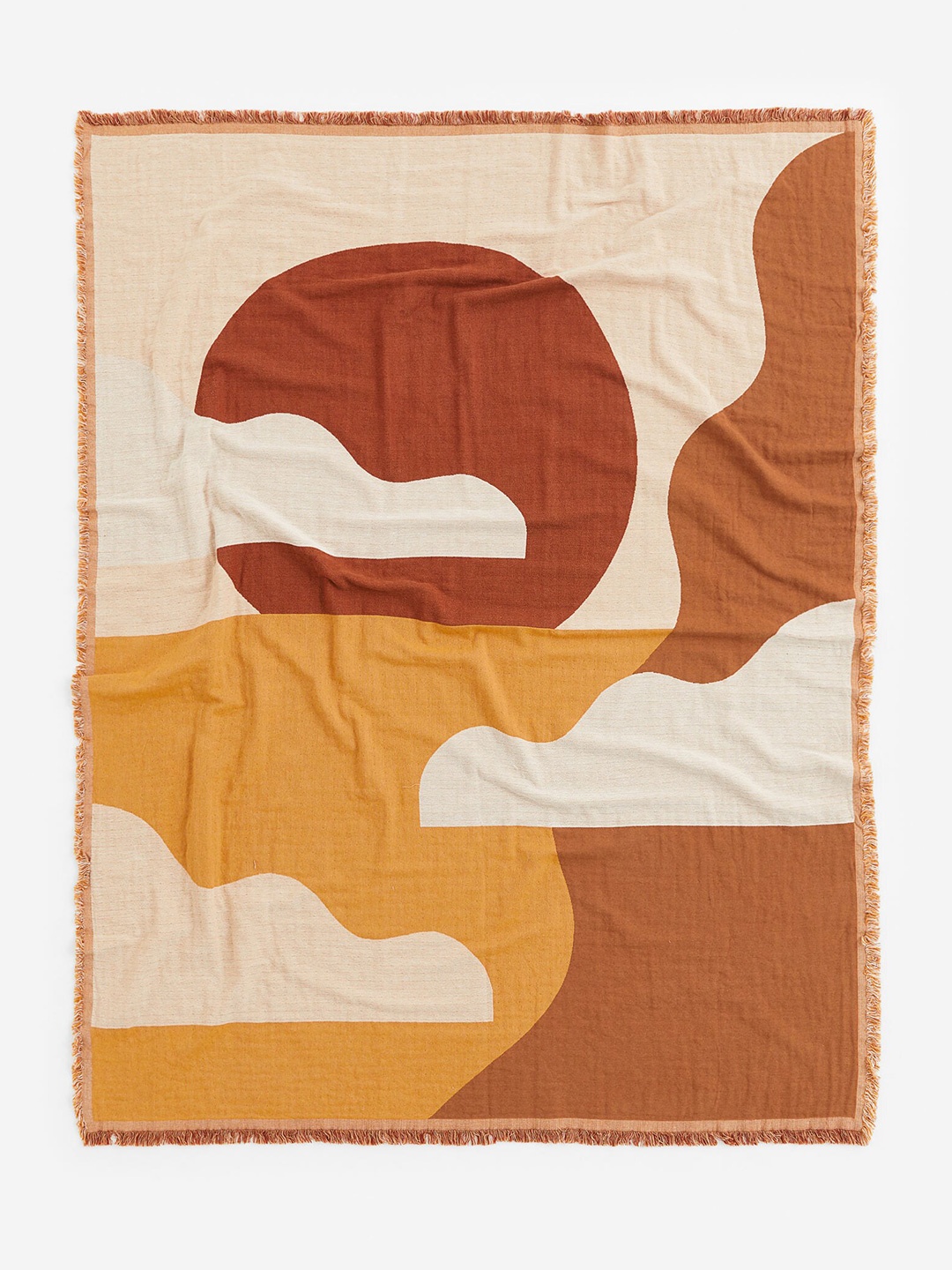 

H&M Beige & Brown Jacquard-Weave Cotton Blanket