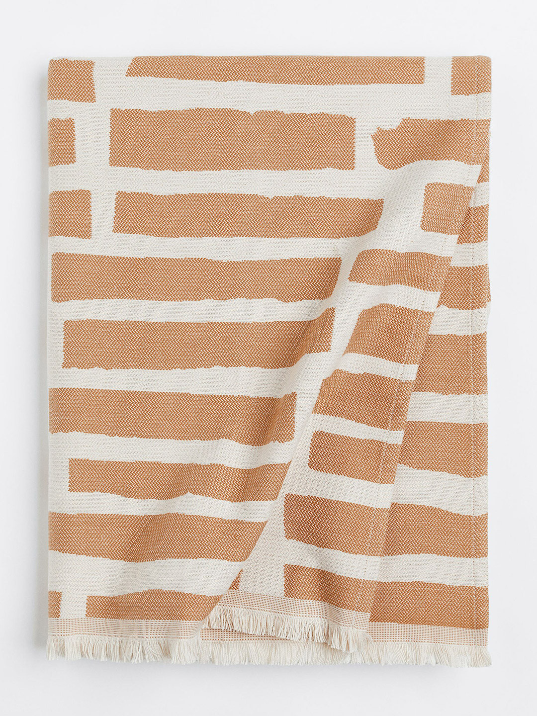 

H&M Beige & White Jacquard-Weave Blanket