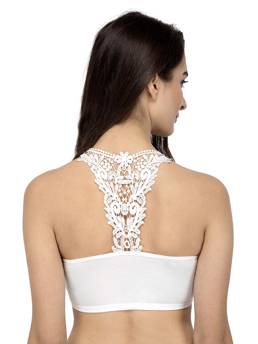 

Laceandme White Solid Non-Wired Lightly Padded Bralette Bra LM-BRALET-WHT