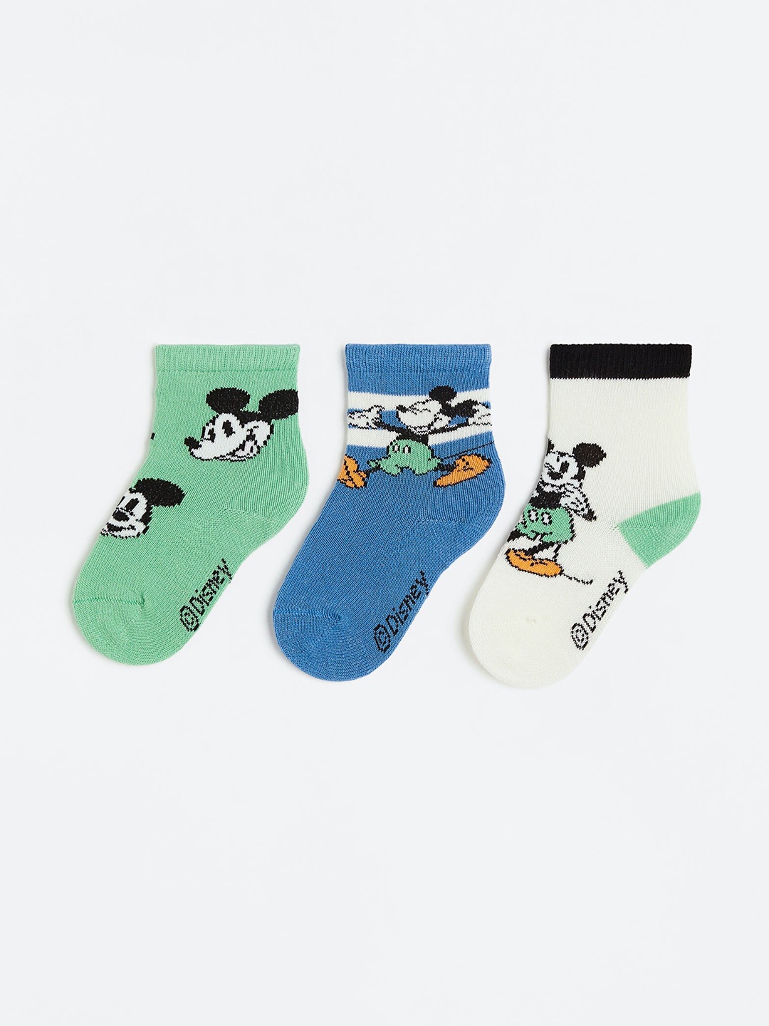 

H&M Boys Pack Of 3 Motif-Detail Ankle Length Socks, Blue