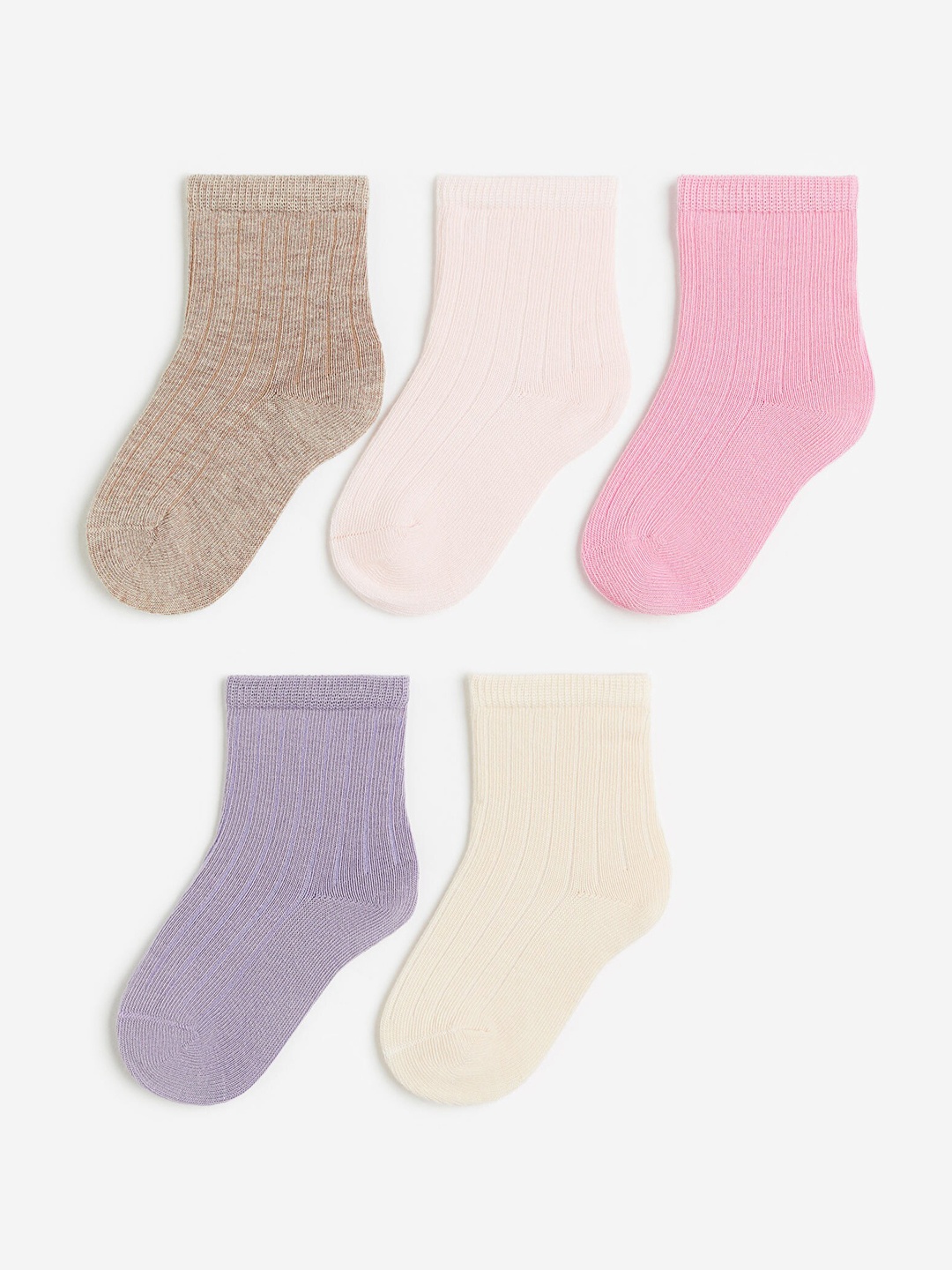 

H&M Boys Pack Of 5 Textured Knit Ankle Length Socks, Beige